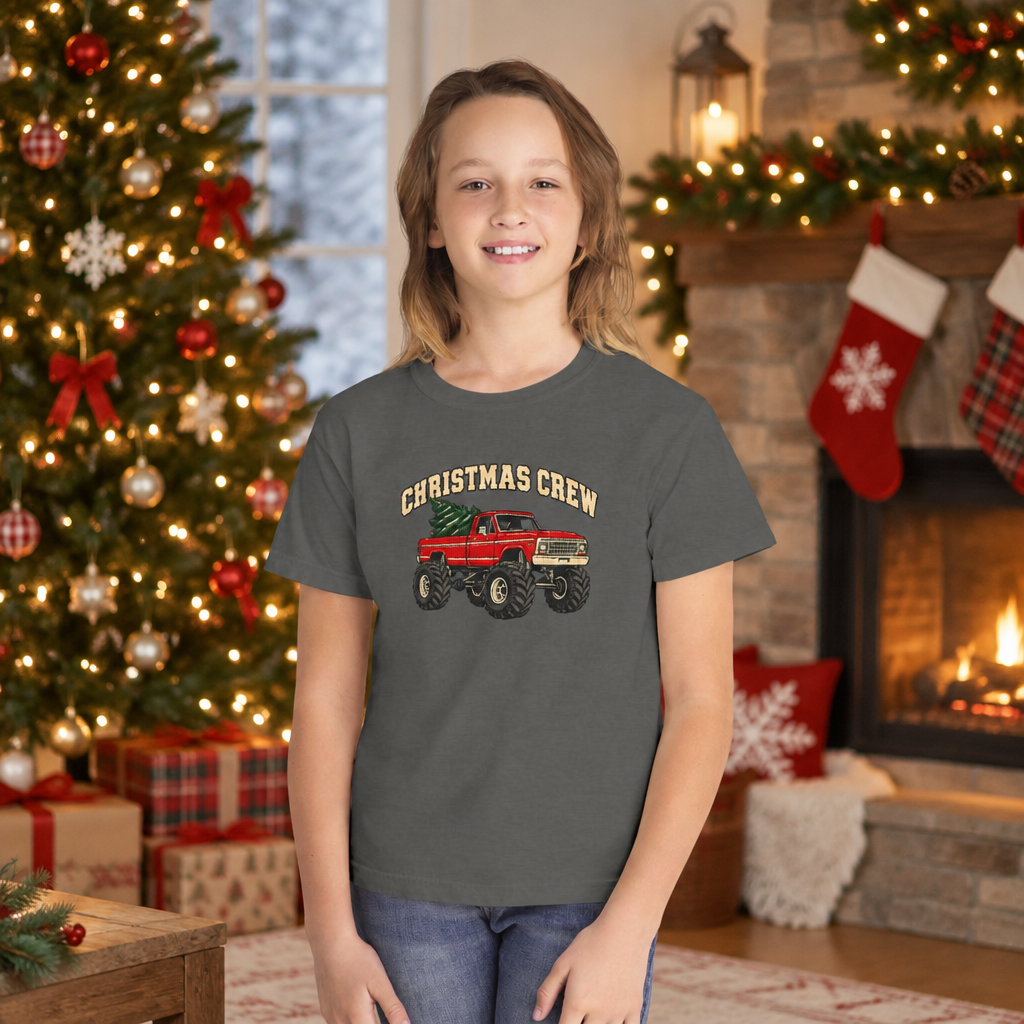 Kids Christmas Crew Red Truck Youth Tee