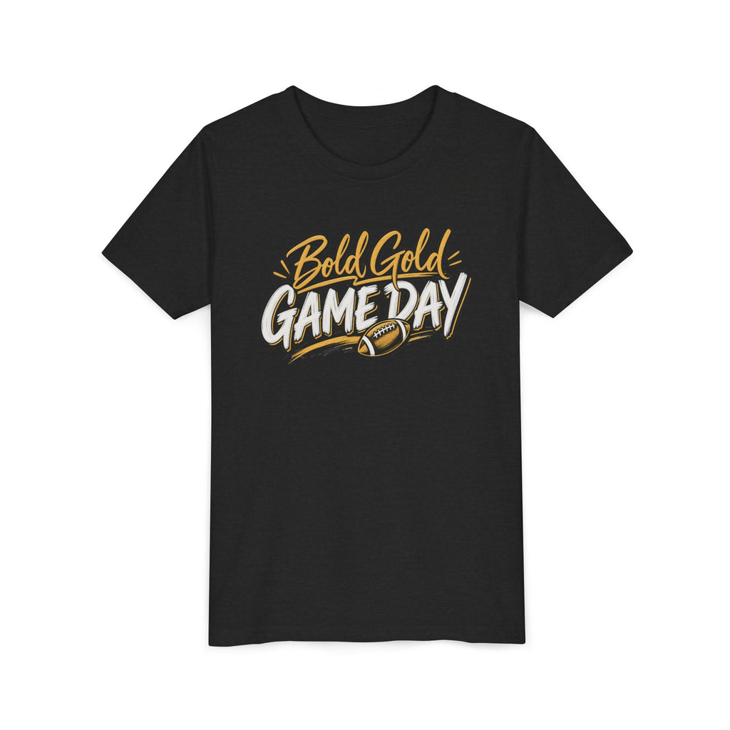 Youth Tee - "Bold Gold Gameday" Football Graphic