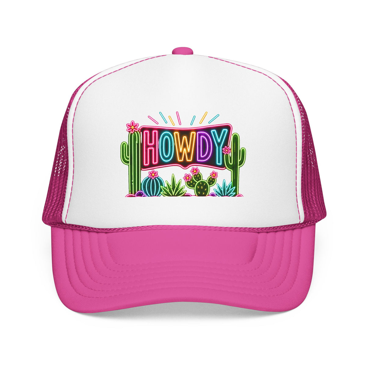 Howdy Neon Cactus Trucker Hat