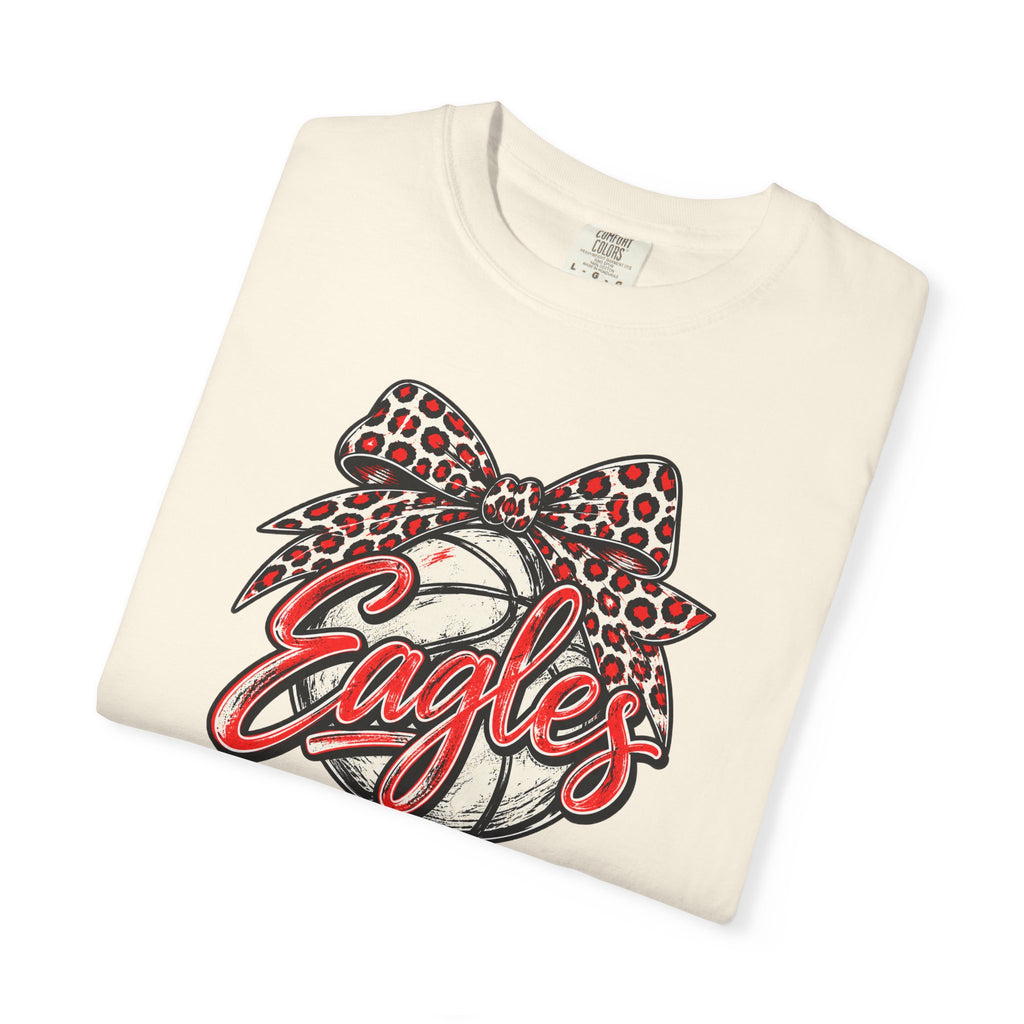 Eagles Volleyball T-Shirt with Leopard Bow Graphic