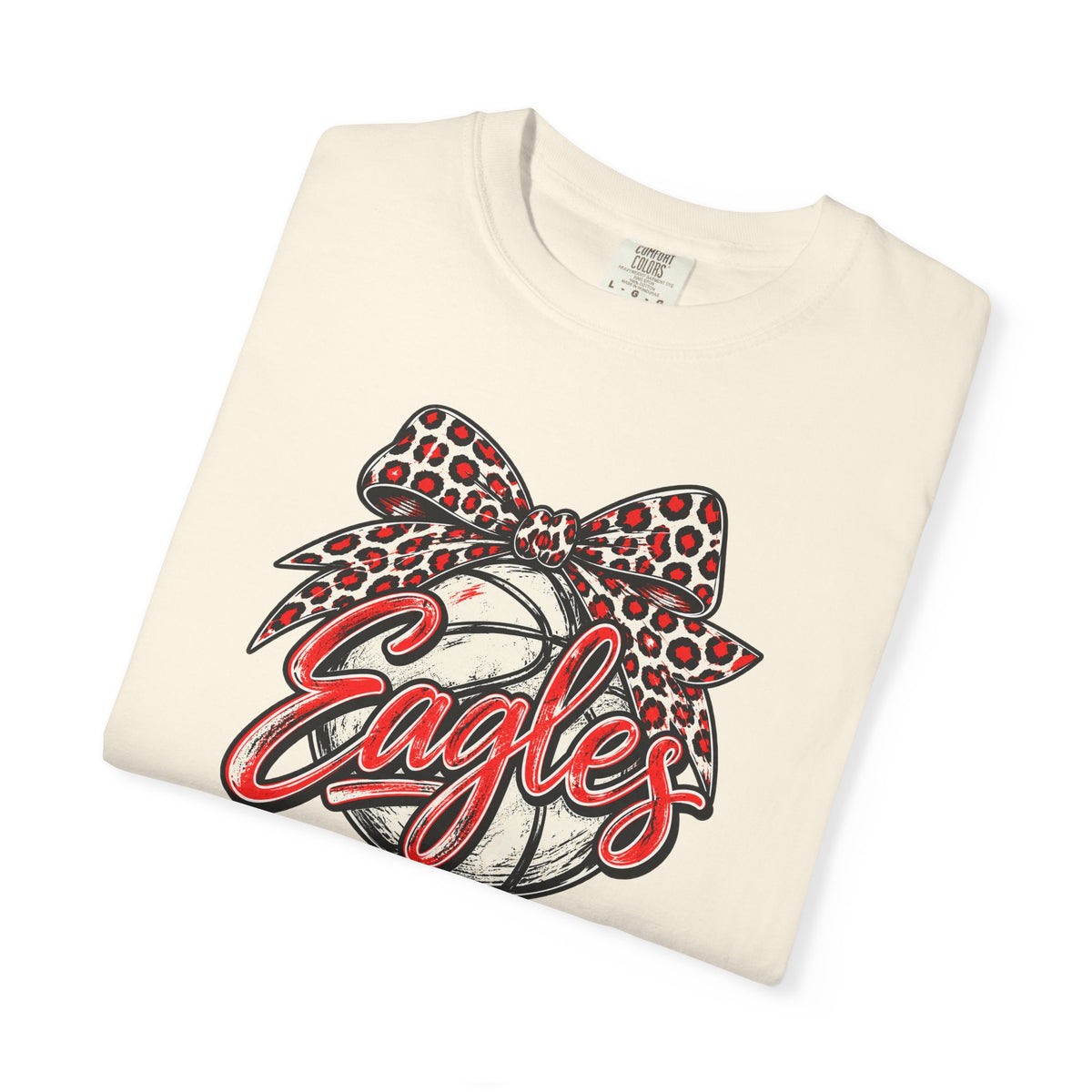 Eagles Volleyball T-Shirt with Leopard Bow Graphic
