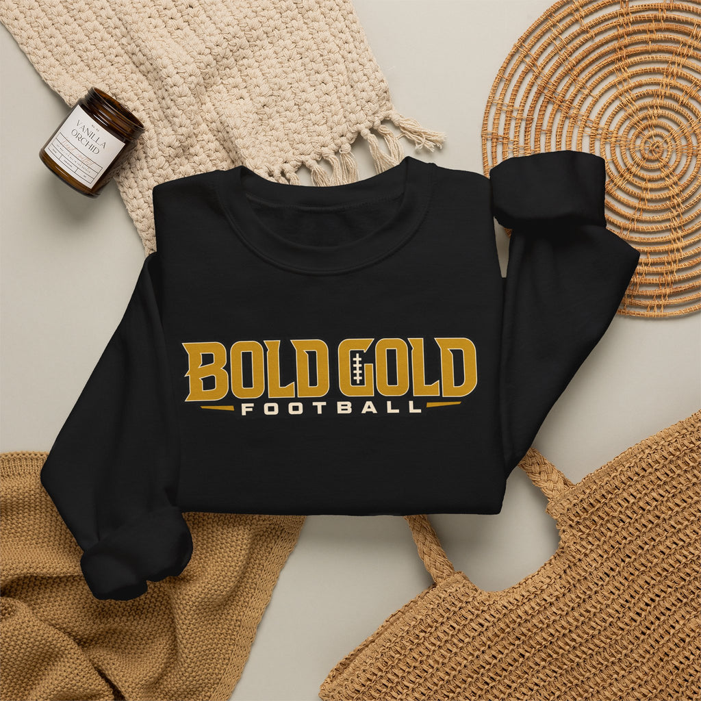 Bold Gold Football Crewneck Sweatshirt — Vintage Collegiate Sports Pullover
