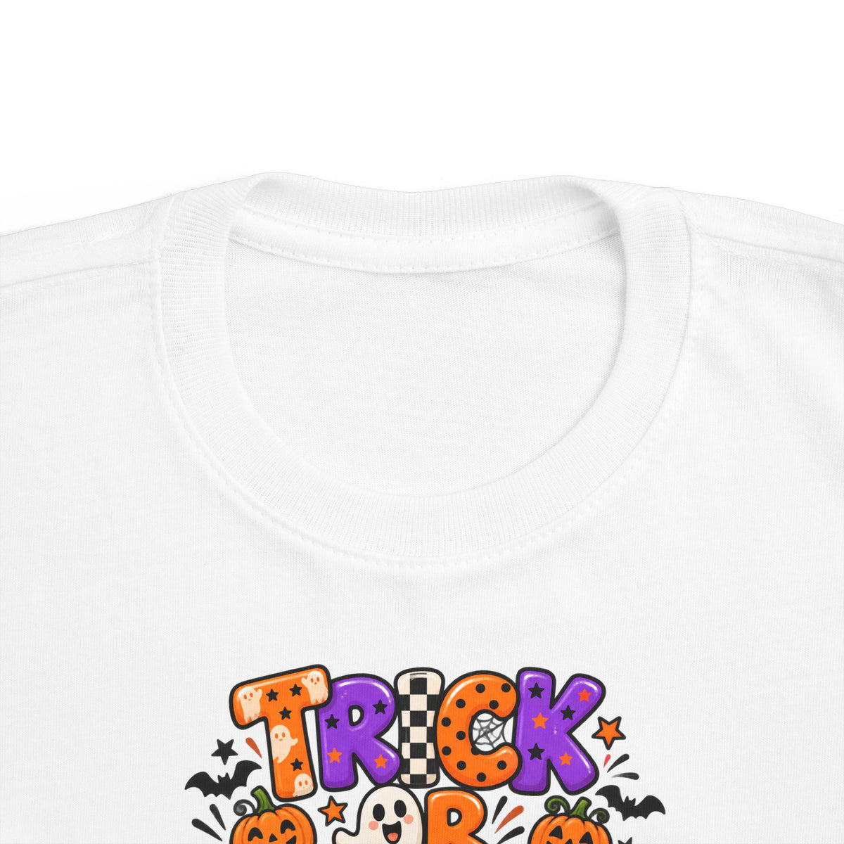 Toddler Halloween Tee - Colorful "Trick or Treat" Candy Pumpkin Design