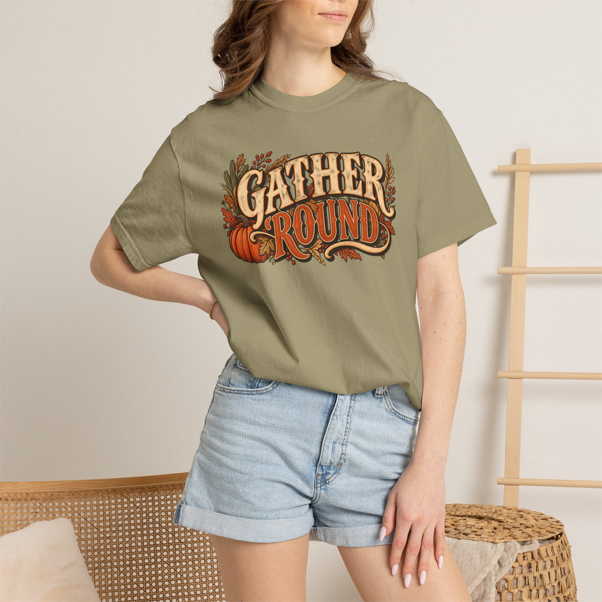 Gather 'Round Fall T-Shirt — Pumpkin Harvest Graphic Tee