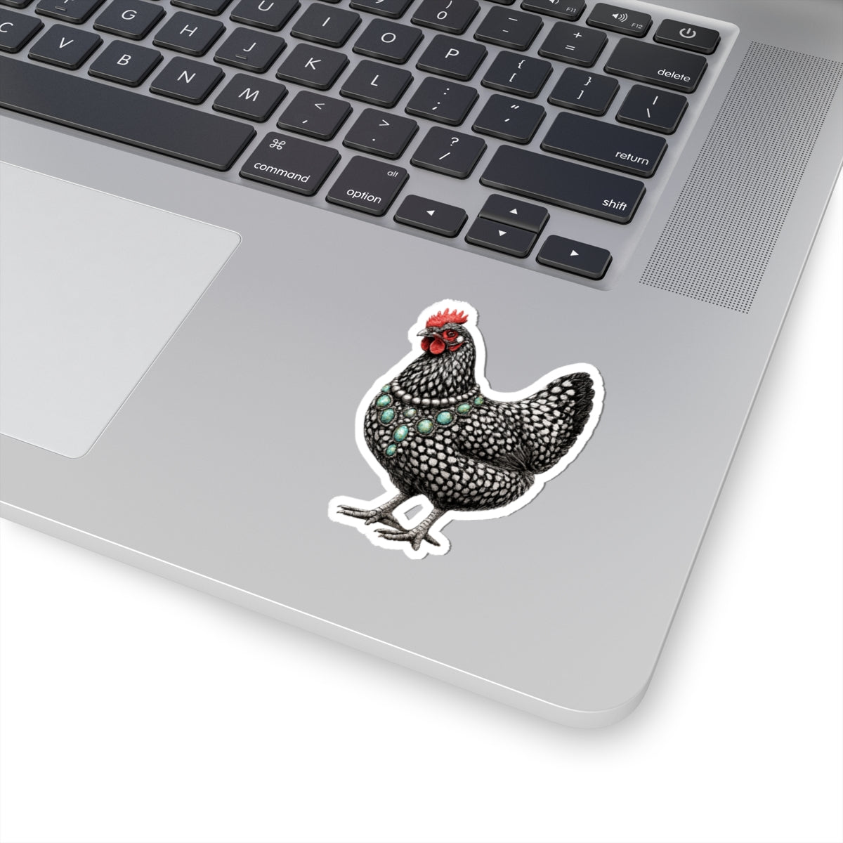 Decorative Hen Sticker — Black Speckled Chicken Kiss-Cut Vinyl Decal