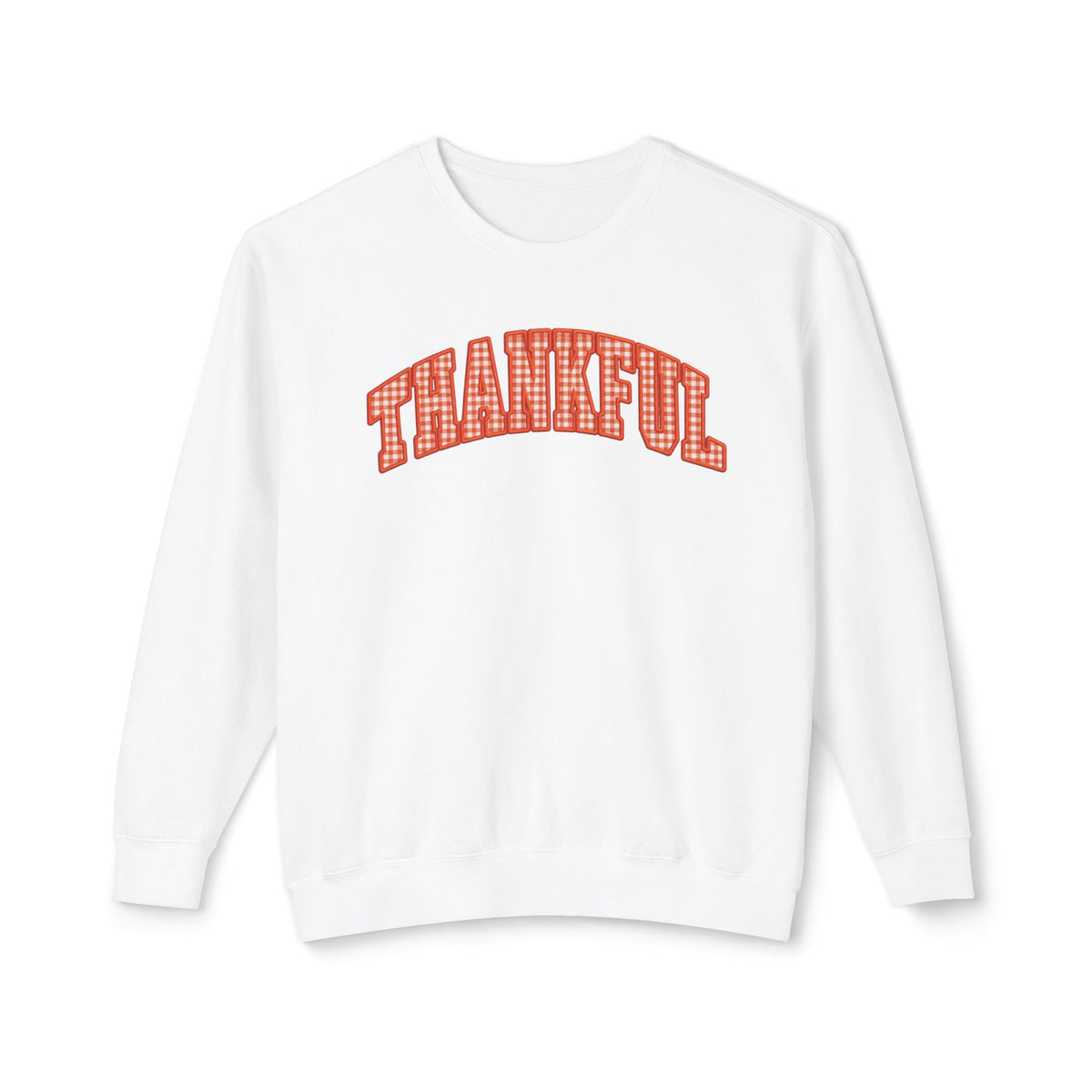 Thankful Plaid Crewneck Sweatshirt — Cozy Thanksgiving Graphic Sweatshirt