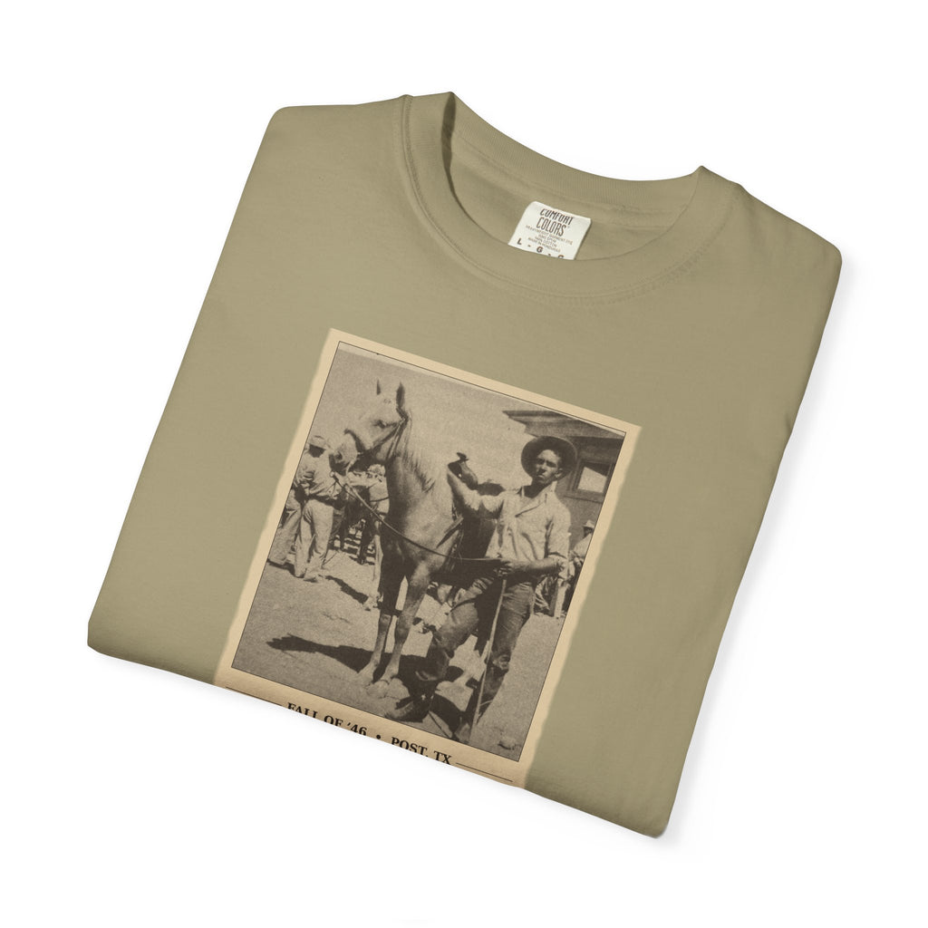 Vintage Cowboy Photo T-Shirt — 'Tales of the West' Garment-Dyed Tee