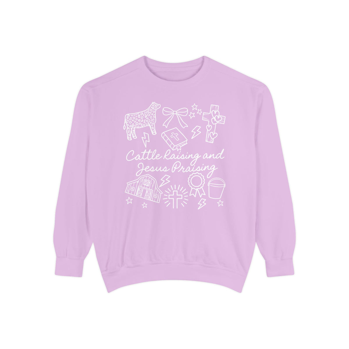 Cattle Raising & Jesus Praising Sweatshirt — Stockshow Mom Christian Crewneck