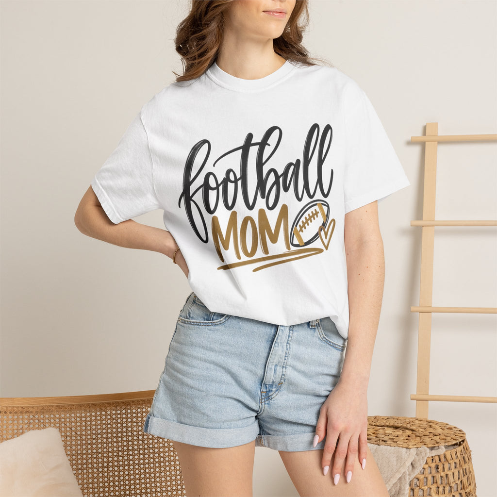 Football Mom T-Shirt — Athletic Mom Tee with Football Script Design