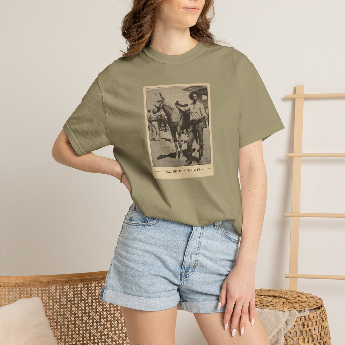 Vintage Cowboy Photo T-Shirt — 'Tales of the West' Garment-Dyed Tee
