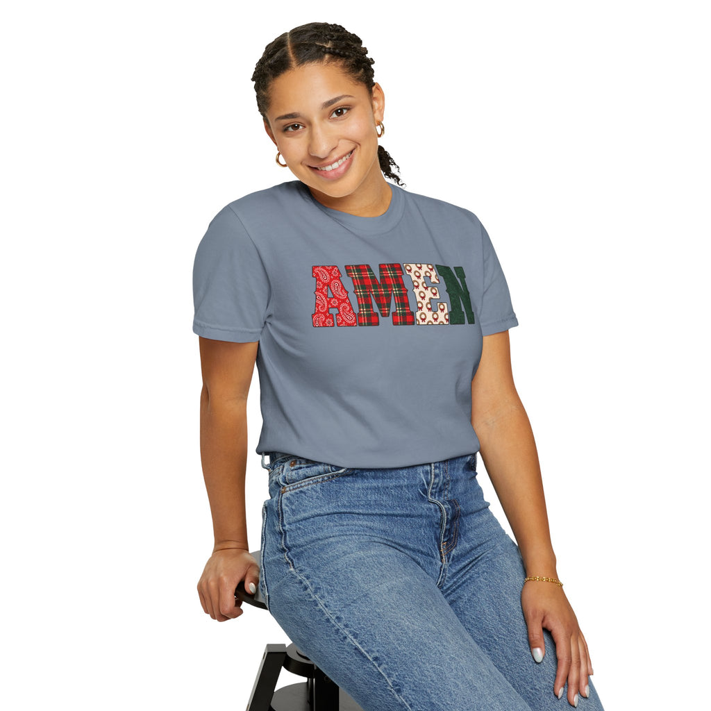AMEN Western Christmas Patchwork T-Shirt