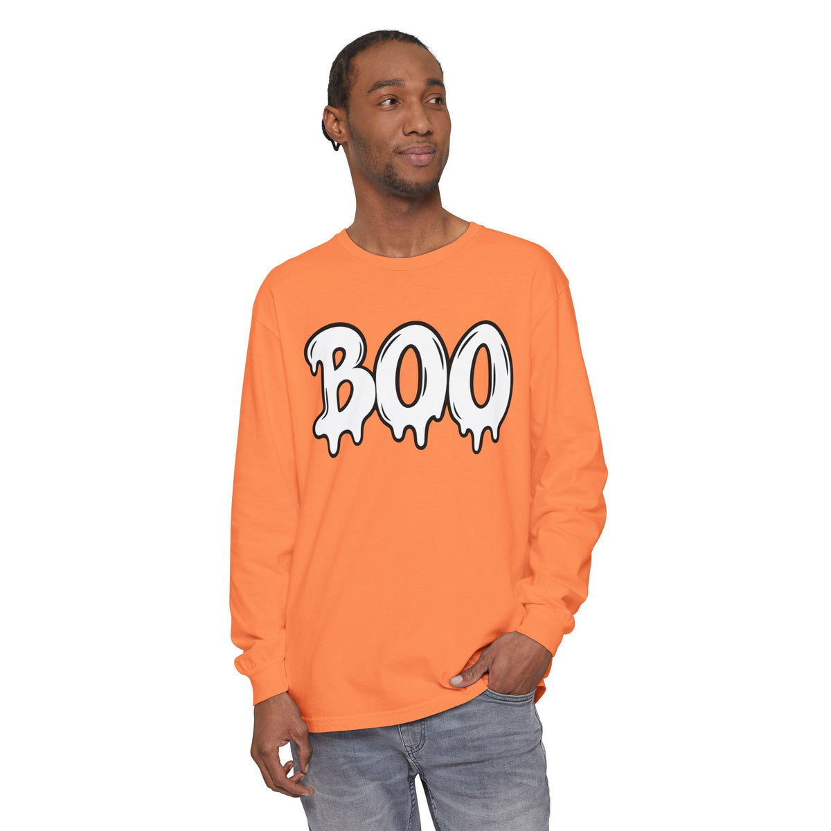 BOO Long Sleeve Tee — Halloween Graphic Shirt
