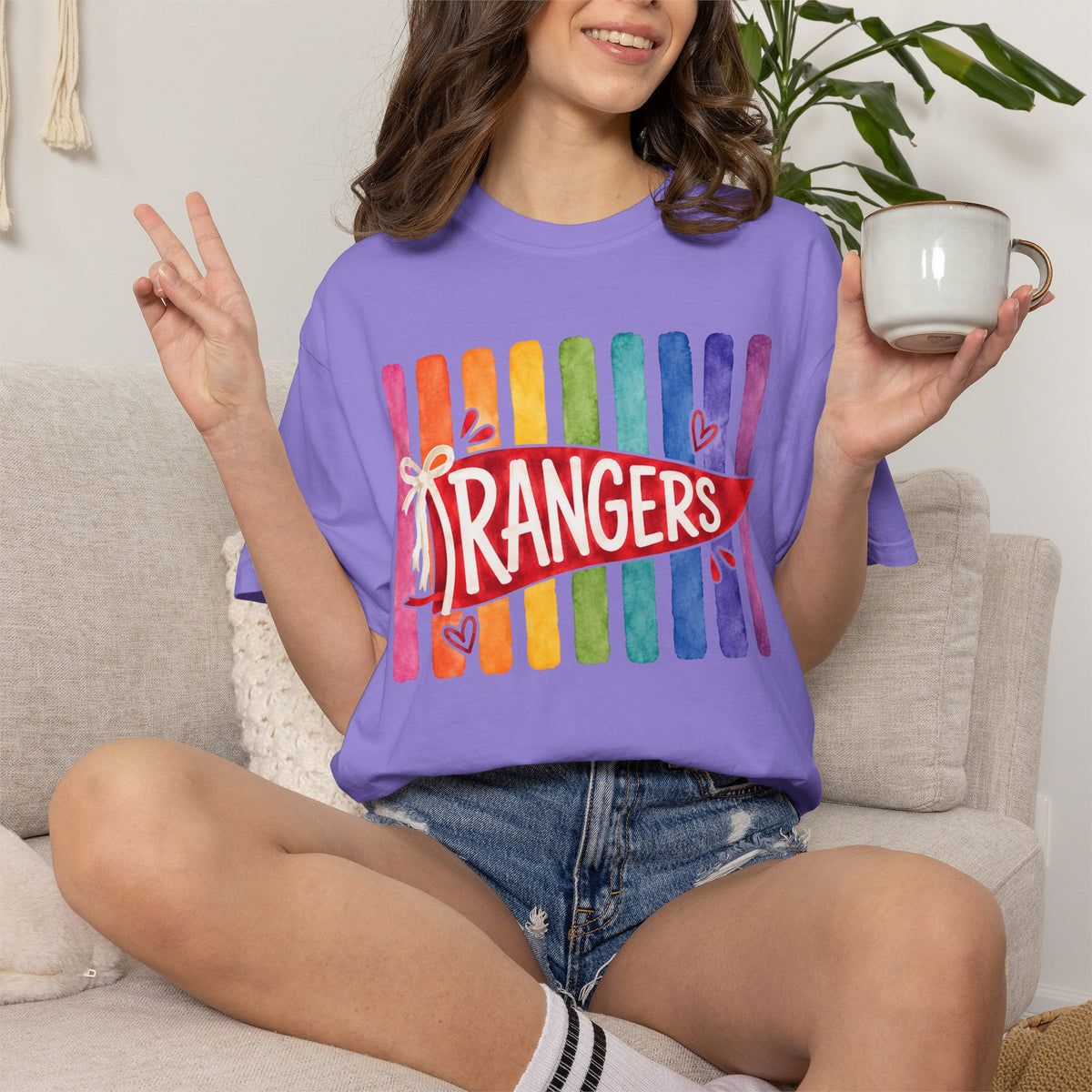 Rangers Rainbow Pennant T-Shirt — Pride School Spirit Tee