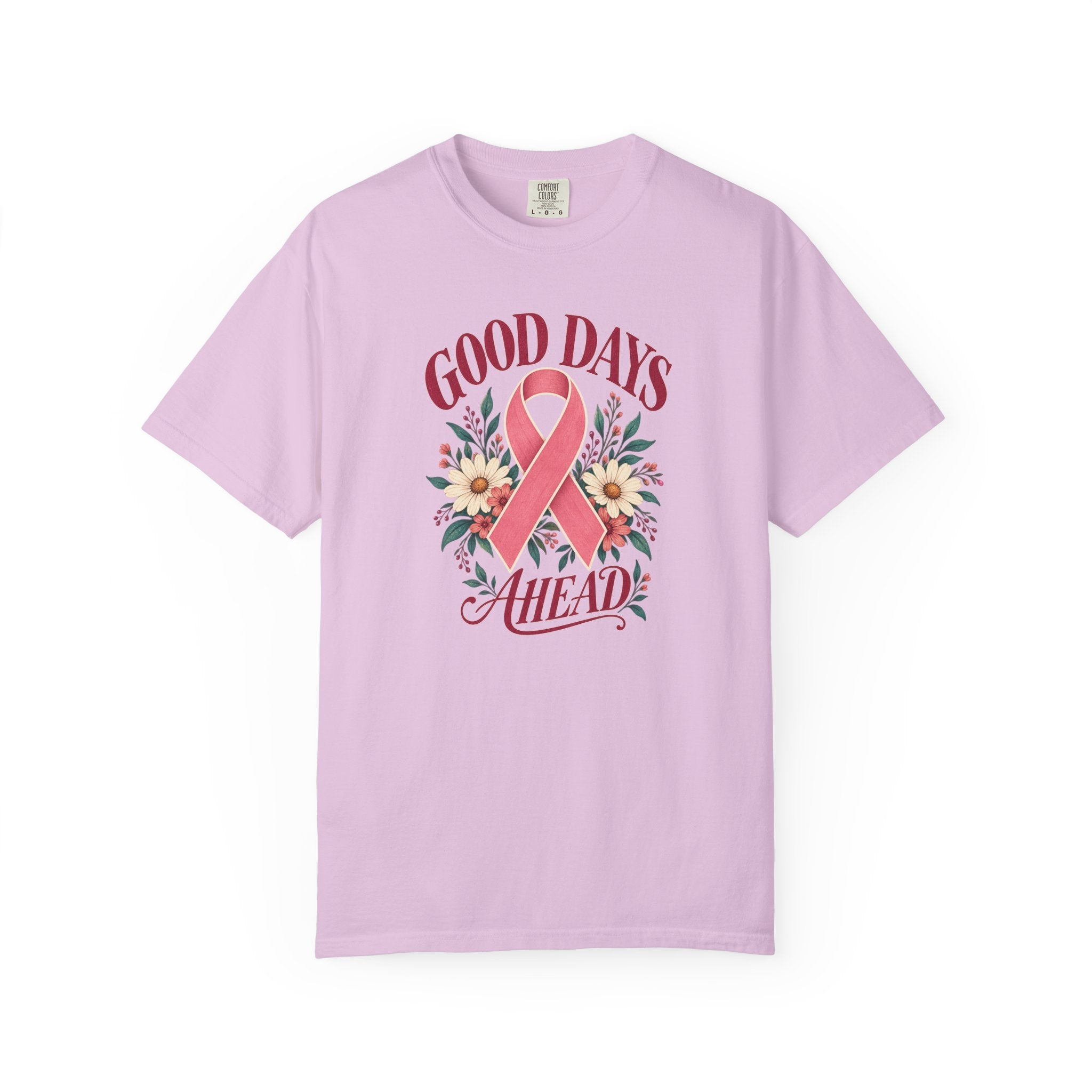 Breast Cancer Awareness T-Shirt — "Good Days Ahead" Ribbon Floral Tee