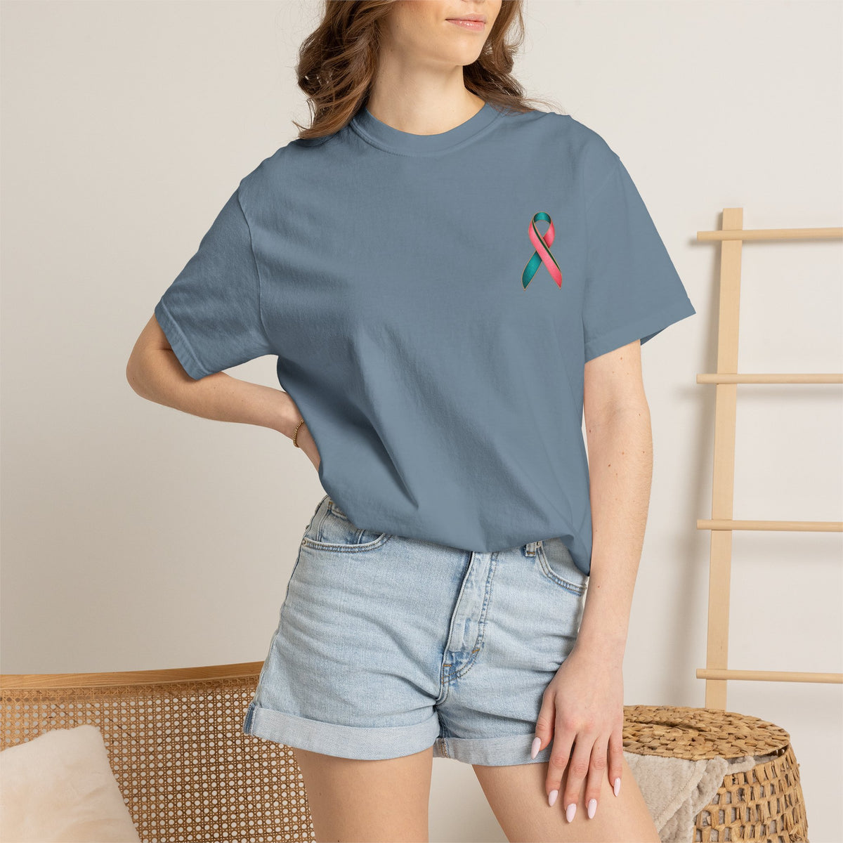 Metastatic Cancer Awareness Ribbon T‑Shirt — Garment‑Dyed Support Tee
