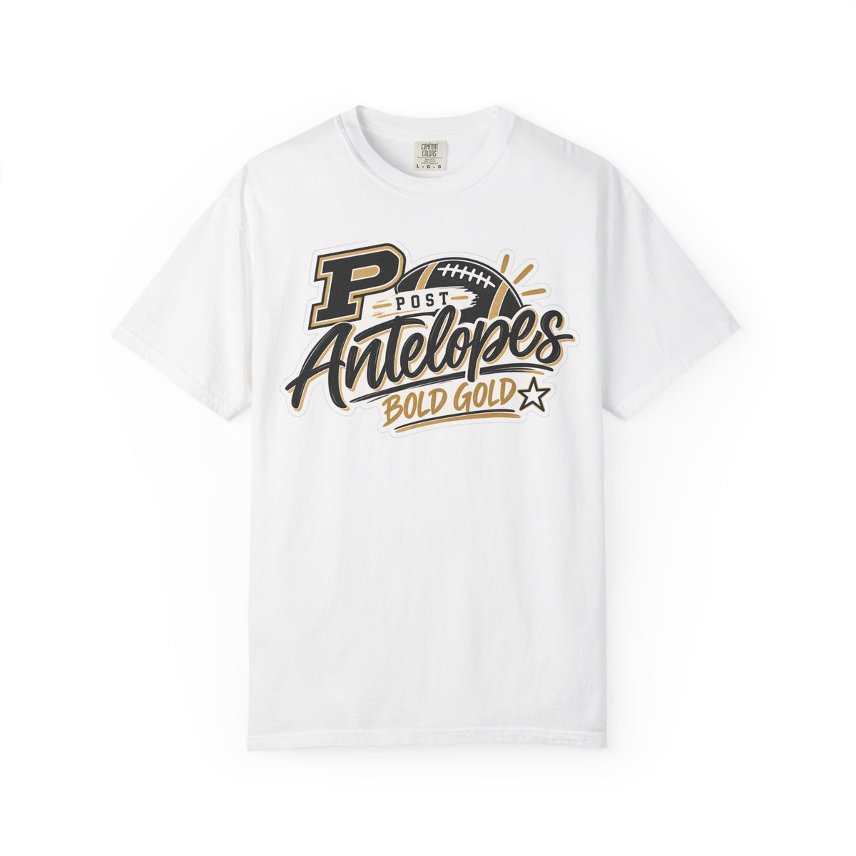 Post Antelopes Bold Gold Football T-Shirt
