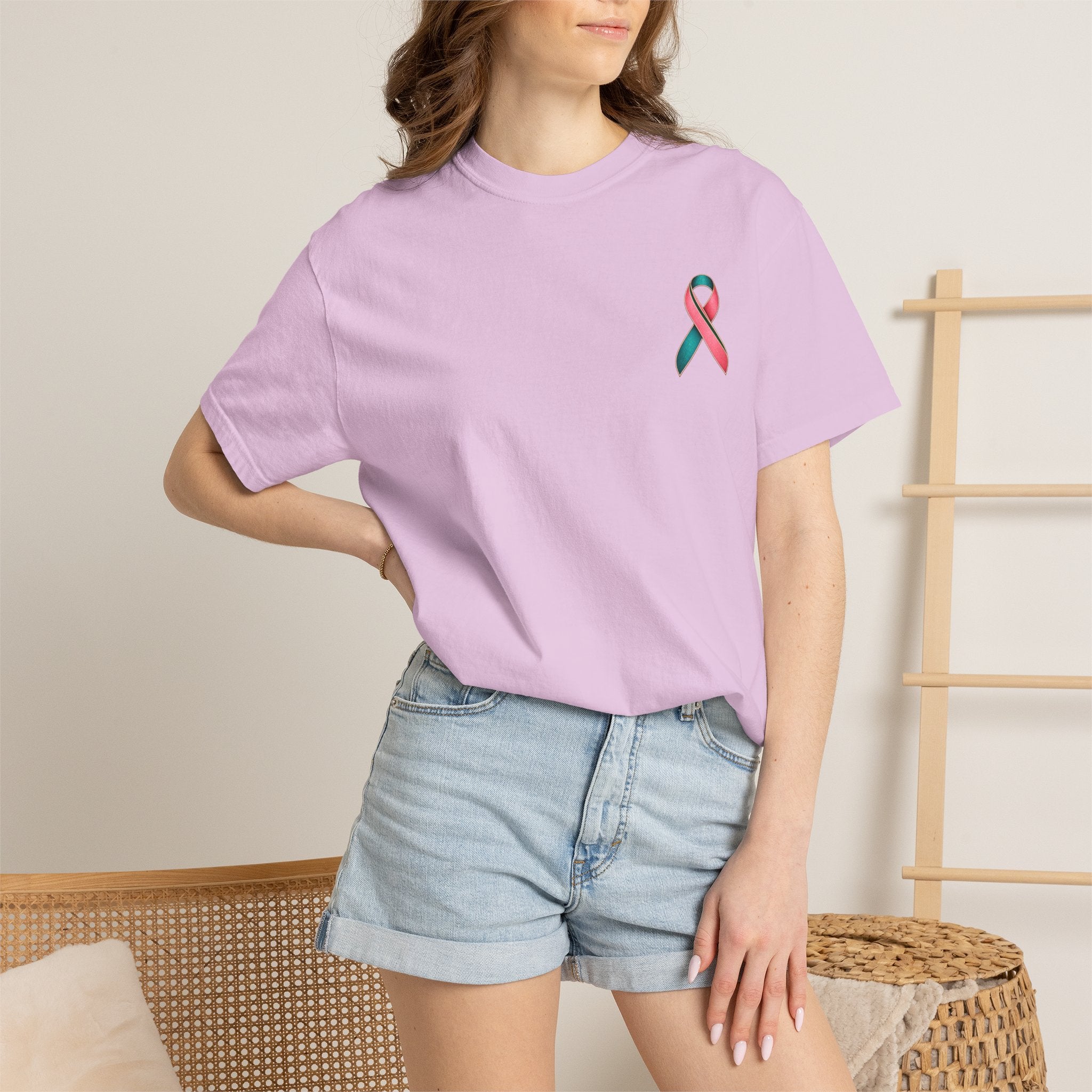 Metastatic Cancer Awareness Ribbon T‑Shirt — Garment‑Dyed Support Tee