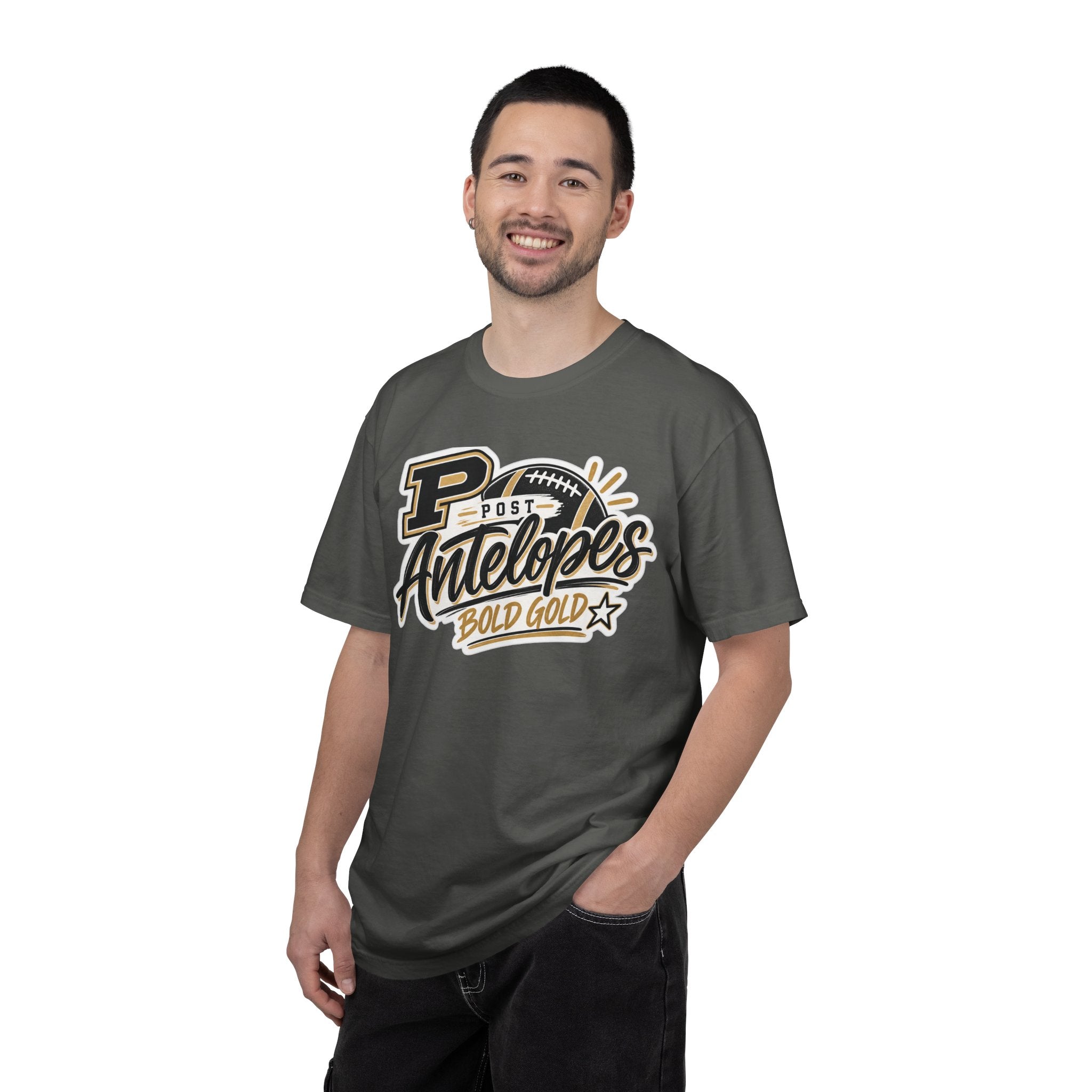Post Antelopes Bold Gold Football T-Shirt