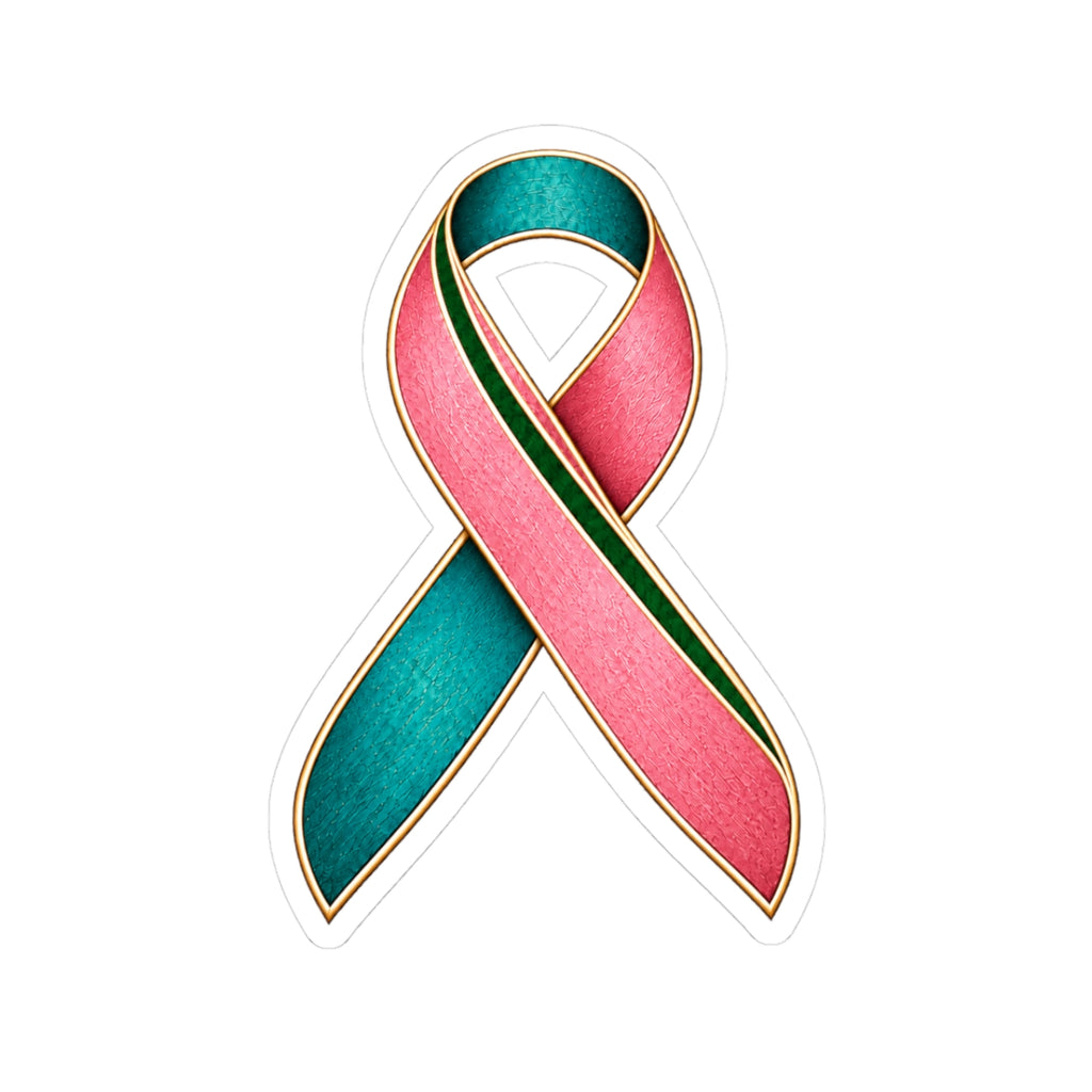 Pink & Teal Awareness Ribbon Sticker — Support Causes Laptop Decal