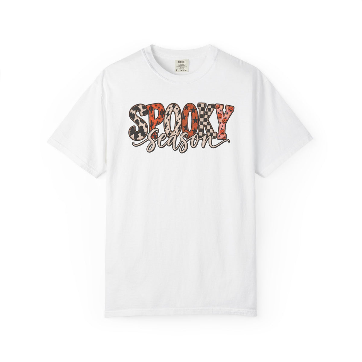 Spooky Season T-Shirt — Halloween Graphic Tee with Leopard & Pumpkin Print