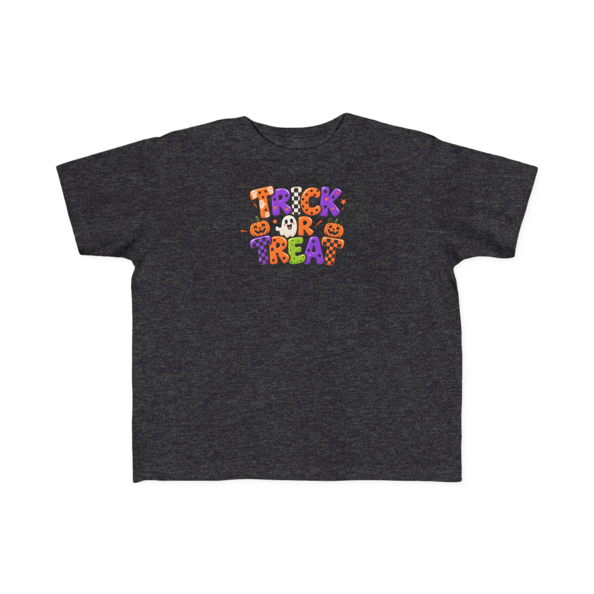 Toddler Halloween Tee - Colorful "Trick or Treat" Candy Pumpkin Design