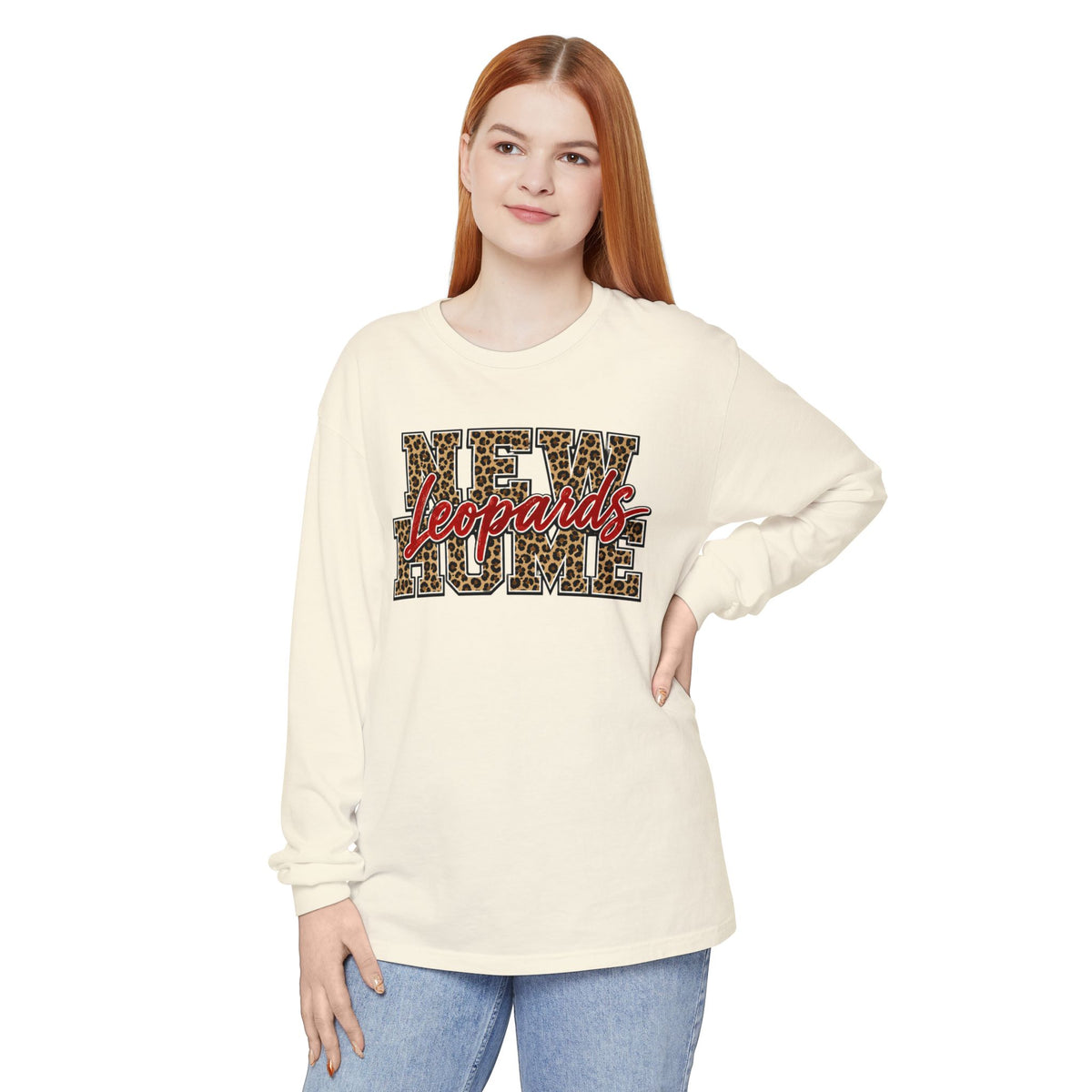 Long Sleeve T-Shirt — 'NEW LeOARDS' Leopard Print School Spirit Tee