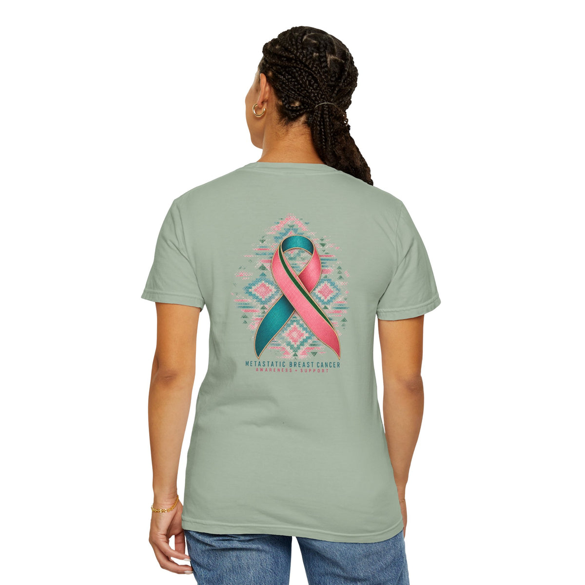 Metastatic Cancer Awareness Ribbon T‑Shirt — Garment‑Dyed Support Tee