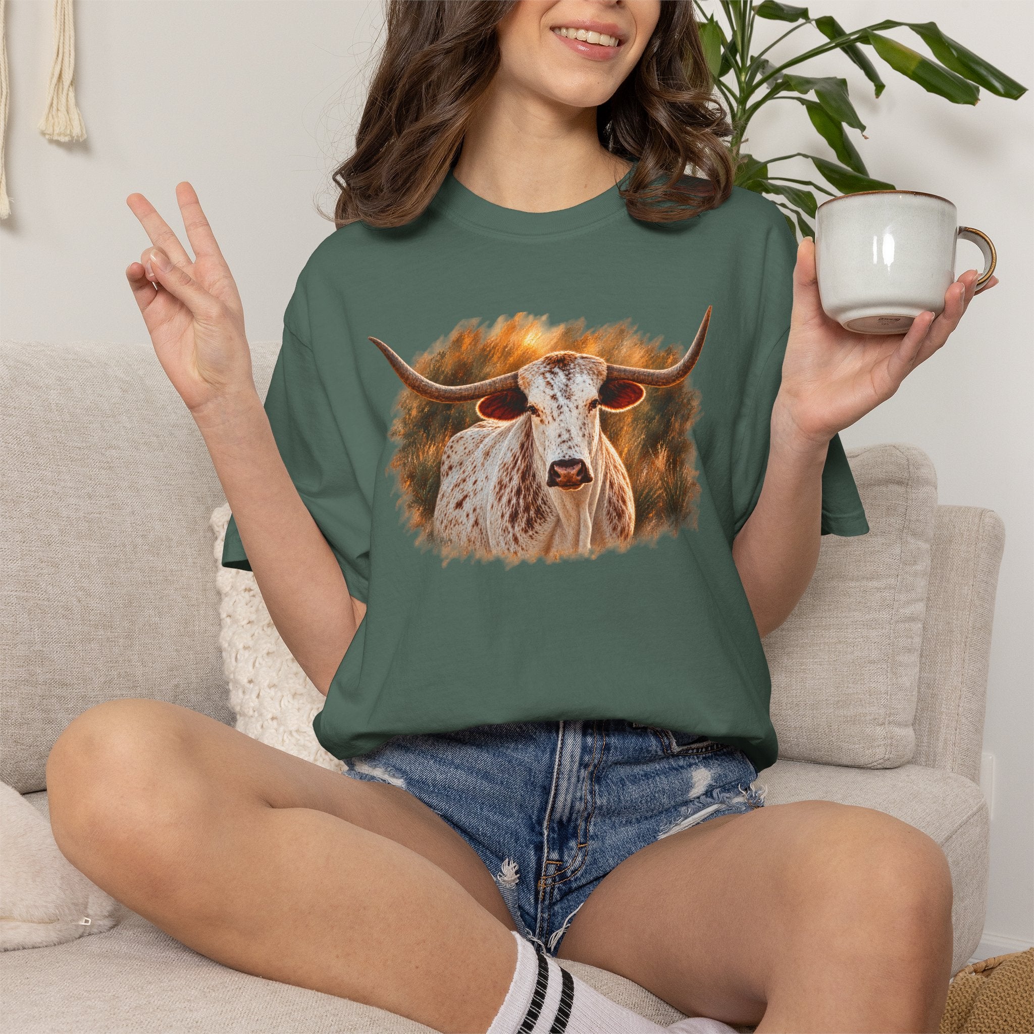 Longhorn Painting T-Shirt — Rustic Texas Cattle Graphic Tee