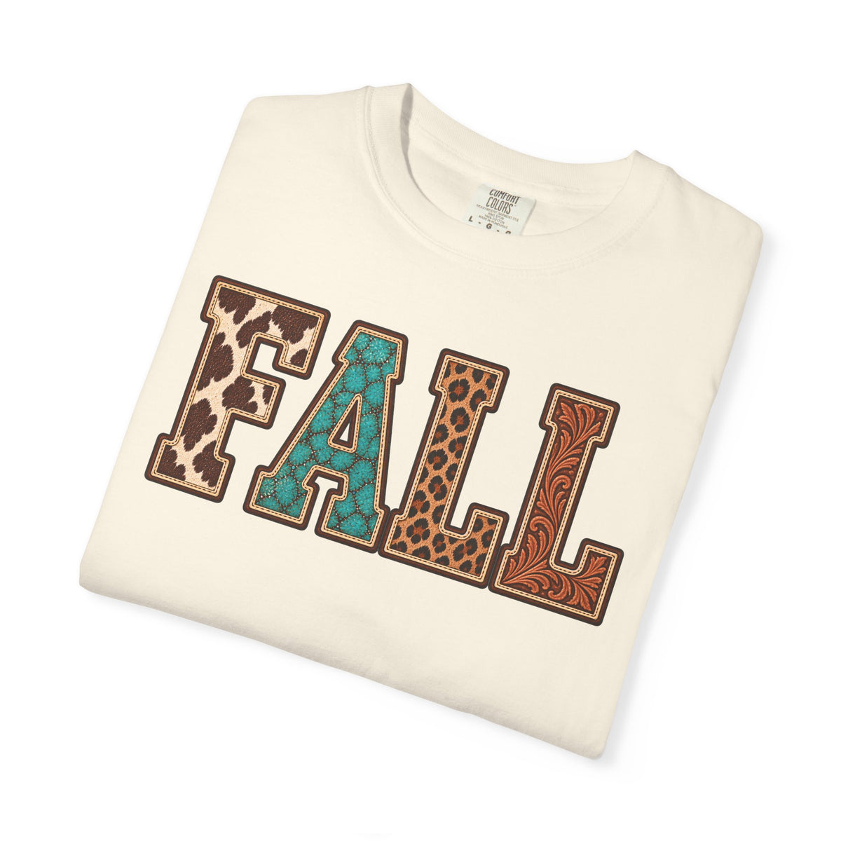 Fall Graphic T-Shirt —  Western Retro Patchwork Lettering