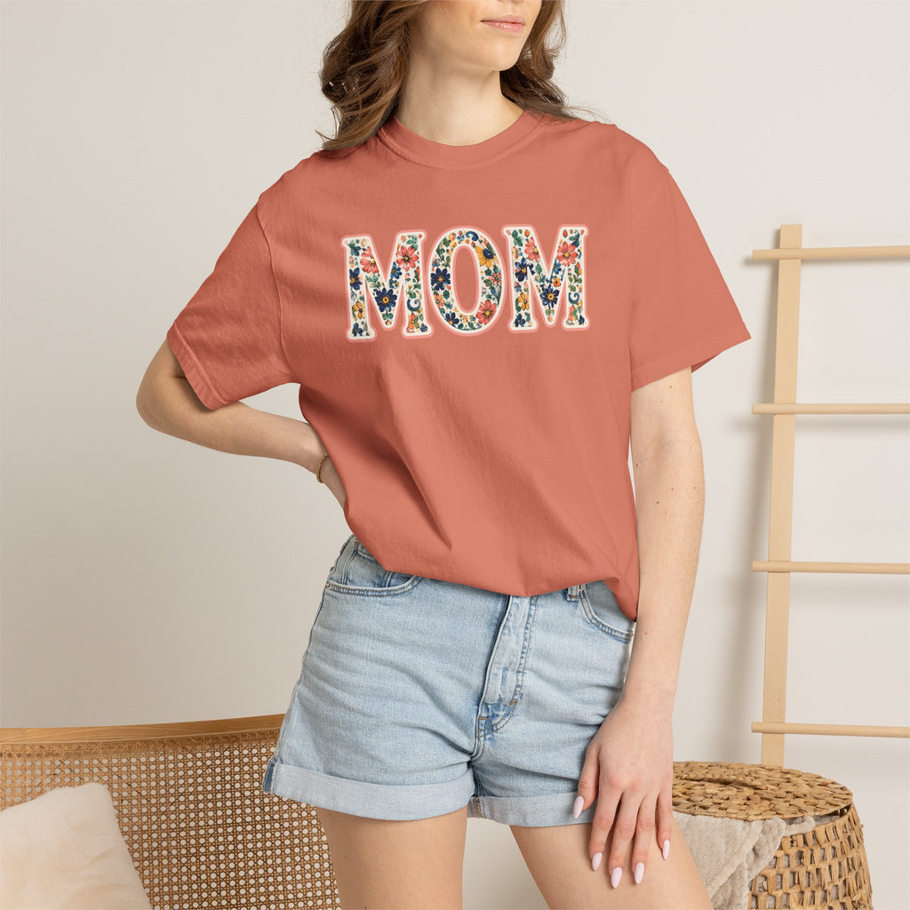 Mom Floral T-Shirt — Vintage Garment-Dyed Mother's Day Tee