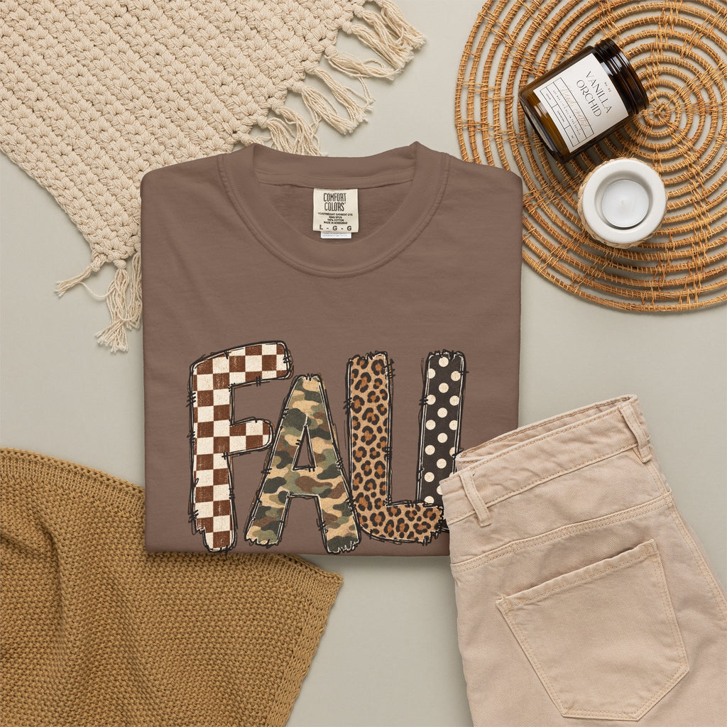 Fall Patchwork Letter T-Shirt