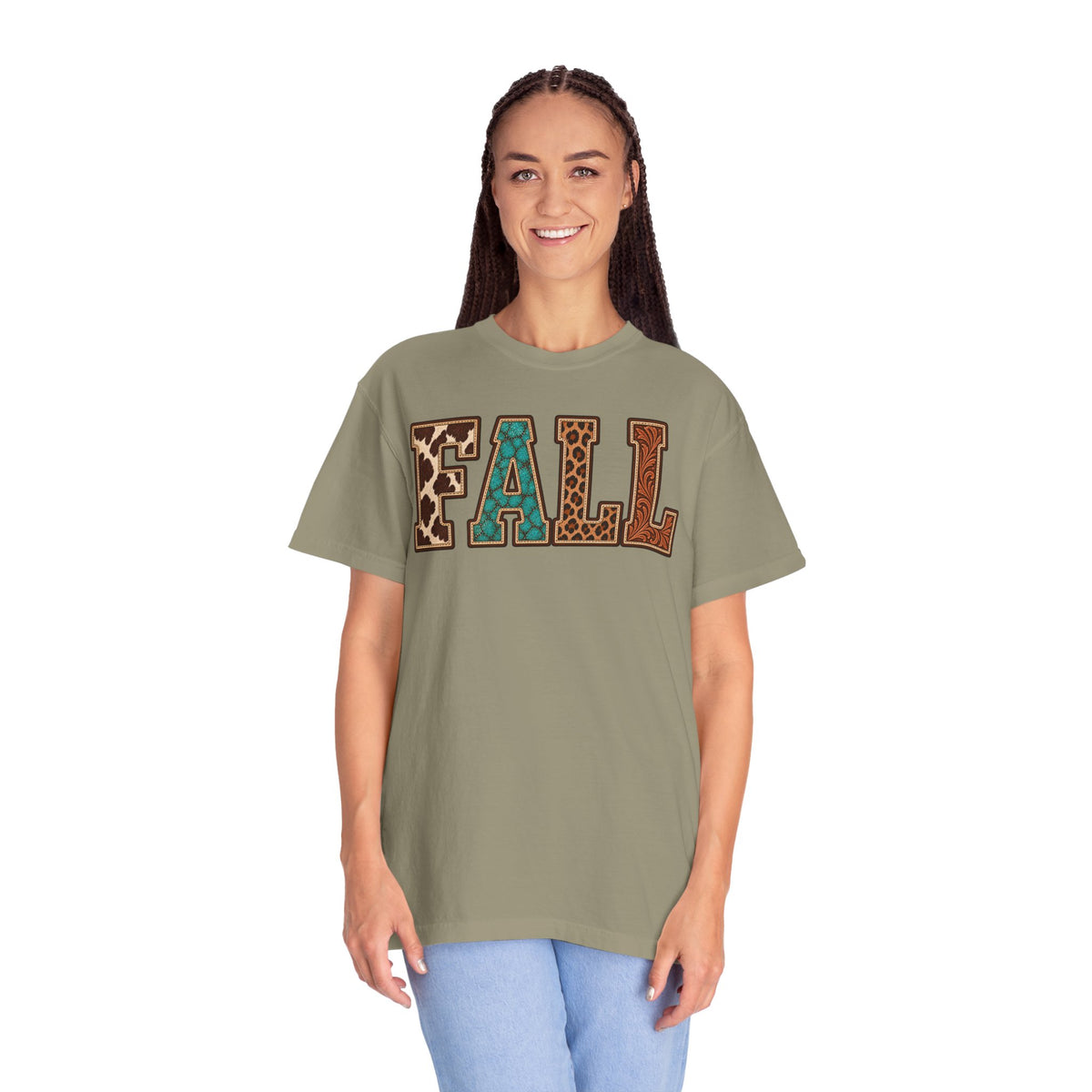 Fall Graphic T-Shirt —  Western Retro Patchwork Lettering