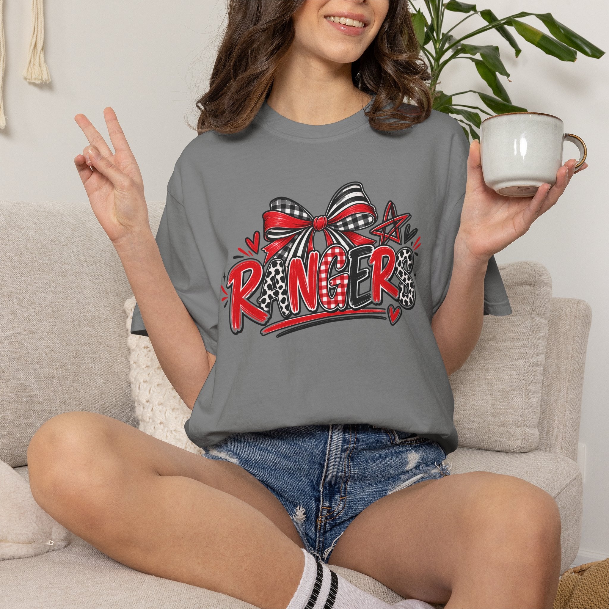 T-Shirt — Ranger Graphic Tee with Bow & Stars