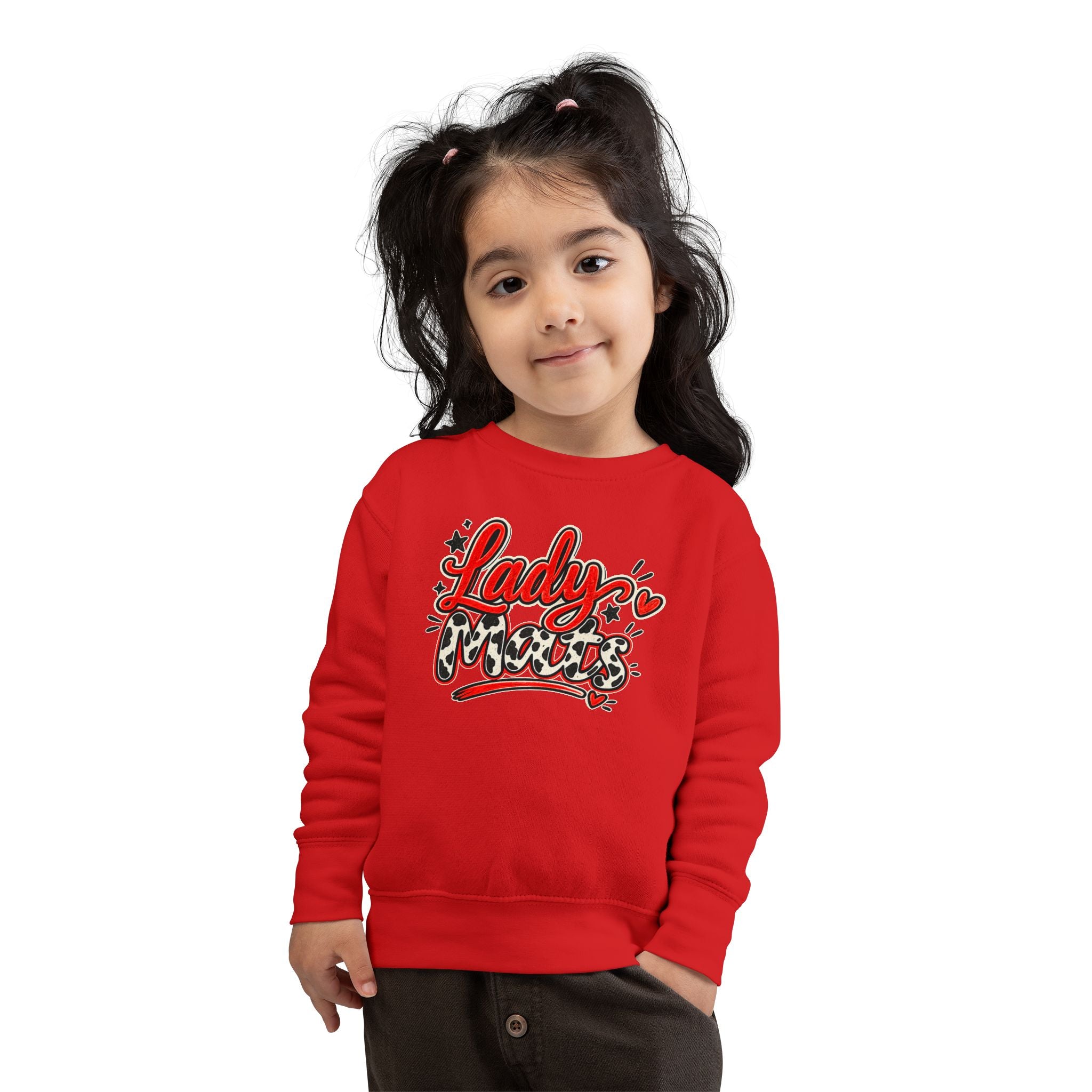 Toddler Sweatshirt — "Lady Mess" Leopard Heart Graphic Crewneck