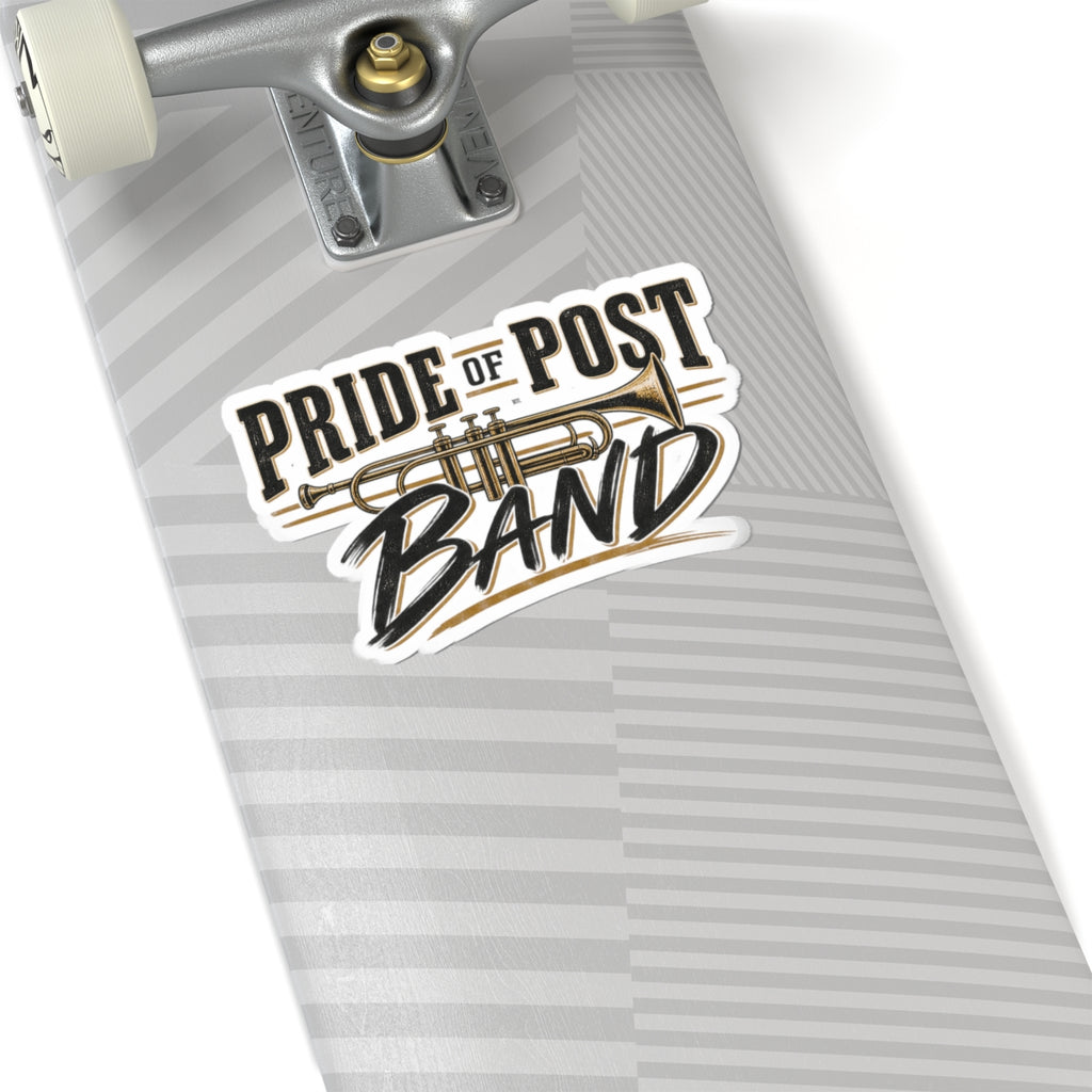 Pride of Post Band Sticker — Vintage Trumpet Kiss-Cut Sticker for Musicians & Band Fans