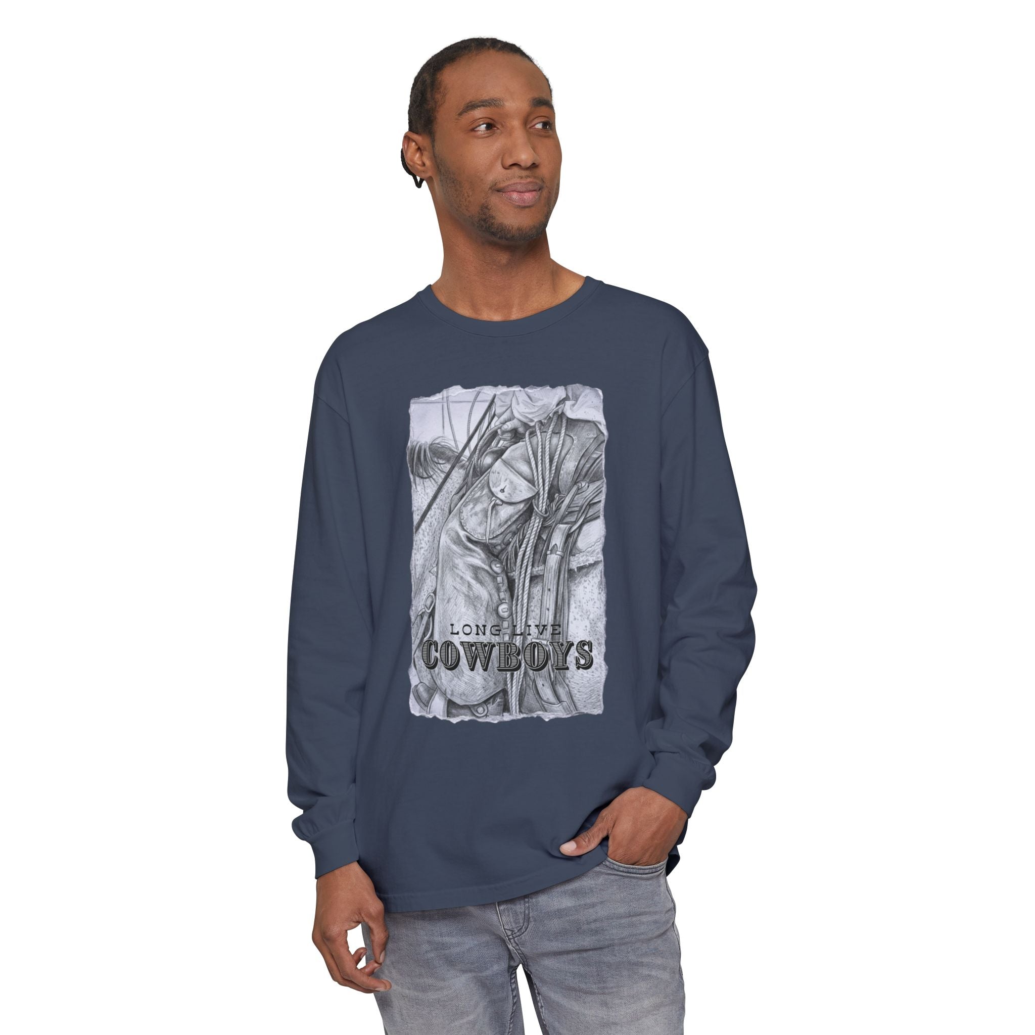 Cowboys Vintage Sketch Long Sleeve Tee