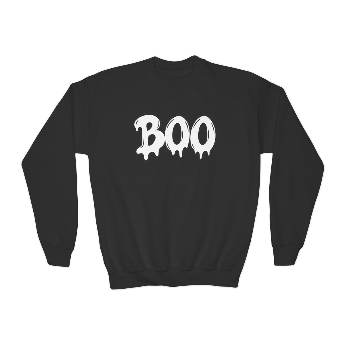Youth Sweatshirt - 'BOO' Halloween Crewneck (Spooky Drip Font)