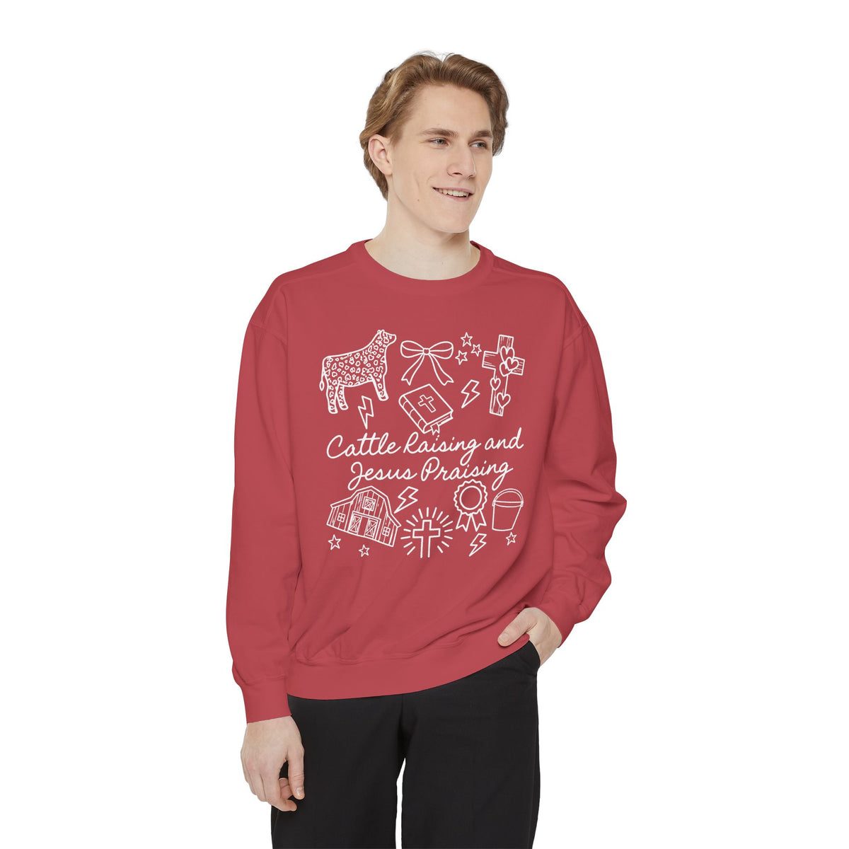 Cattle Raising & Jesus Praising Sweatshirt — Stockshow Mom Christian Crewneck