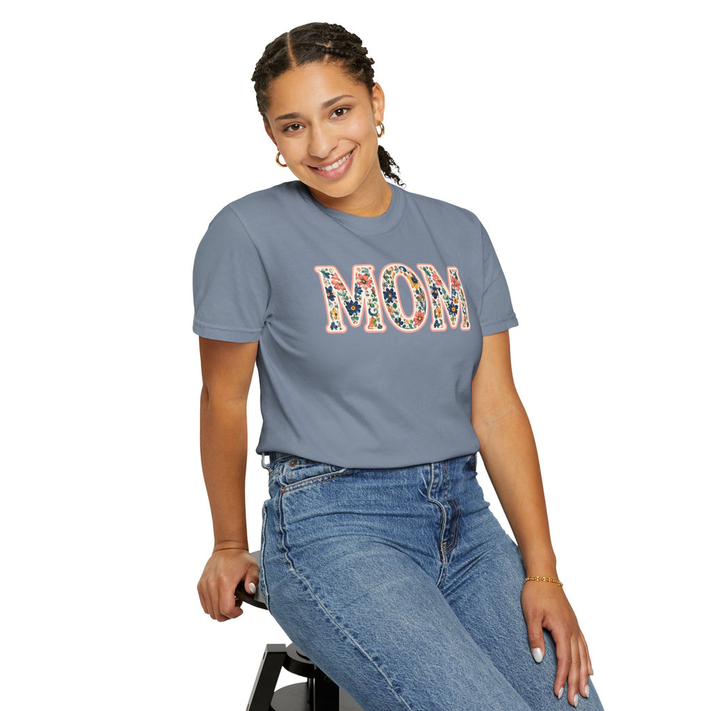 Mom Floral T-Shirt — Vintage Garment-Dyed Mother's Day Tee