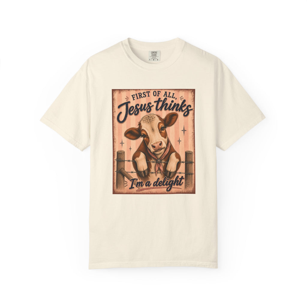 Vintage Cow 'First of All Jesus Thinks I'm a Delight' T-Shirt