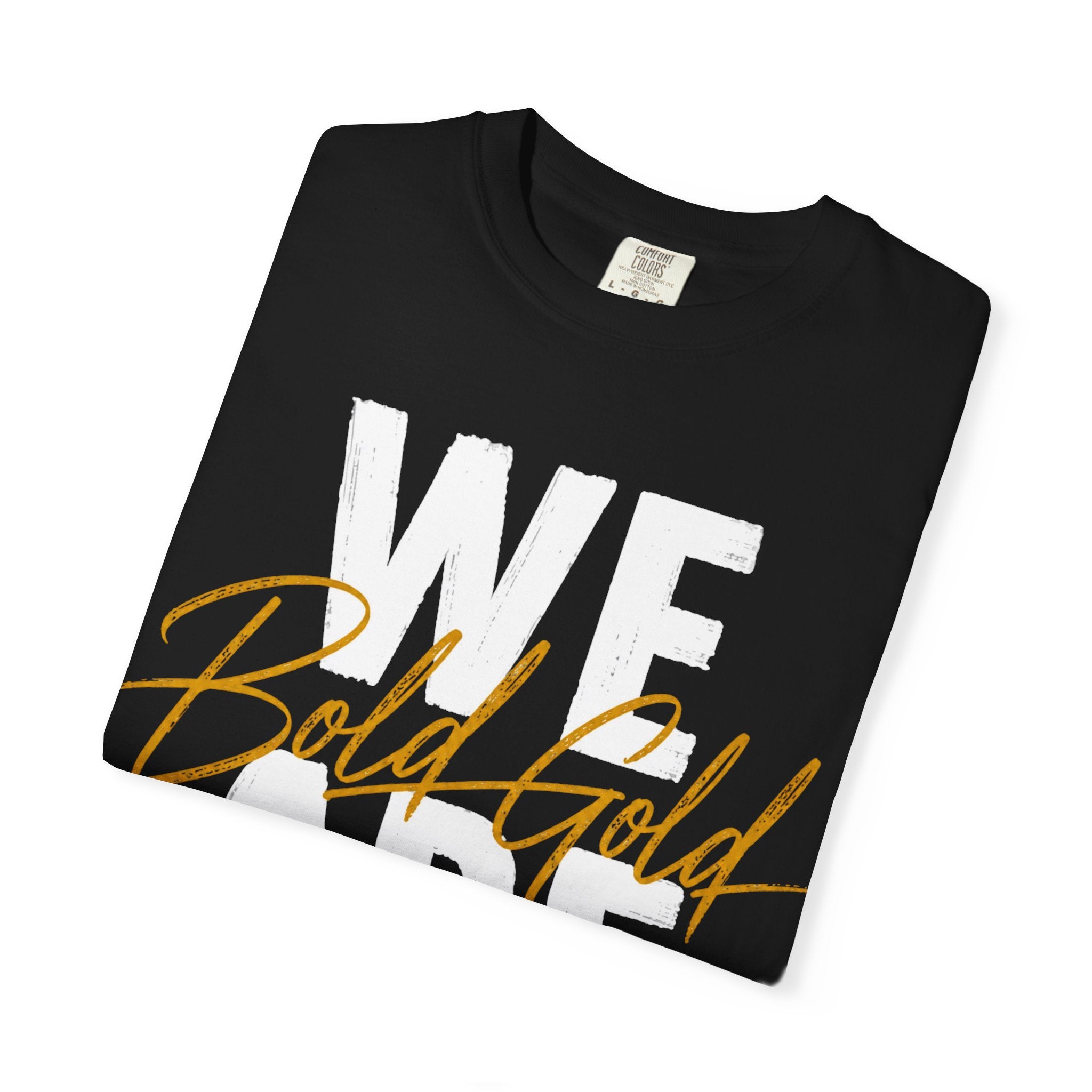 Bold Gold Script T‑Shirt — Metallic Typography Tee