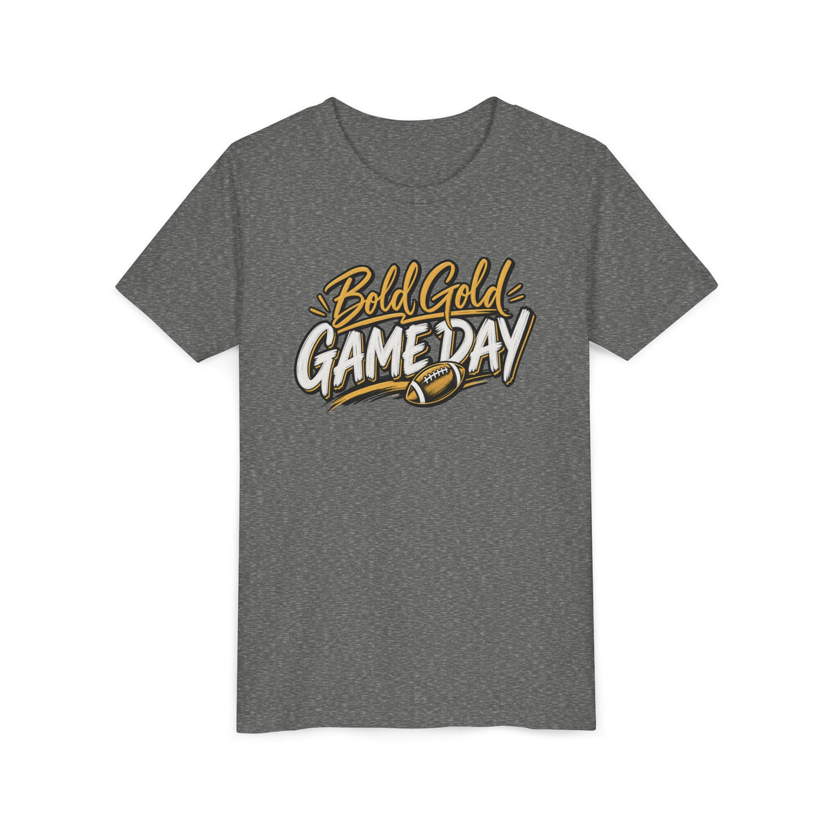 Youth Tee - "Bold Gold Gameday" Football Graphic