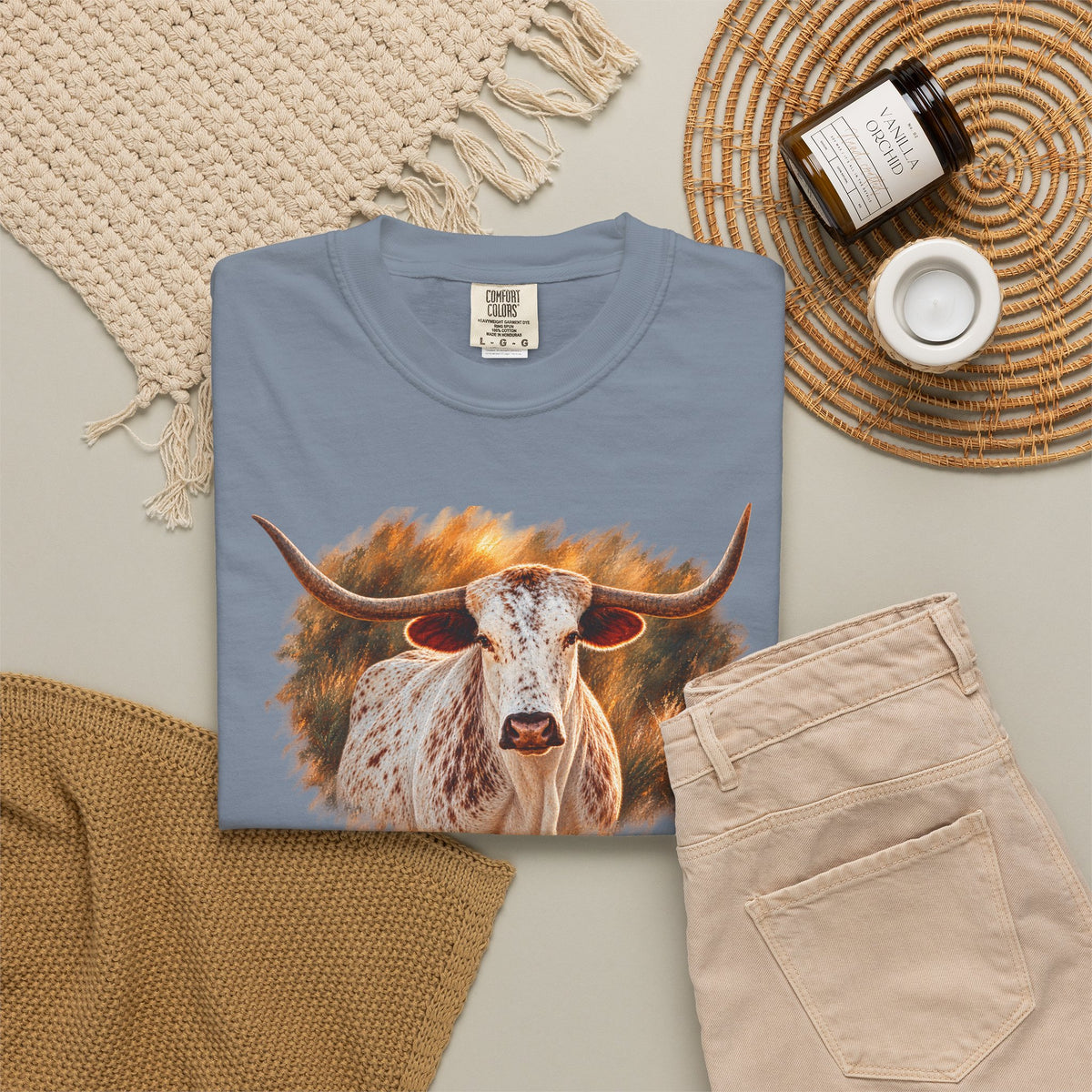 Longhorn Painting T-Shirt — Rustic Texas Cattle Graphic Tee