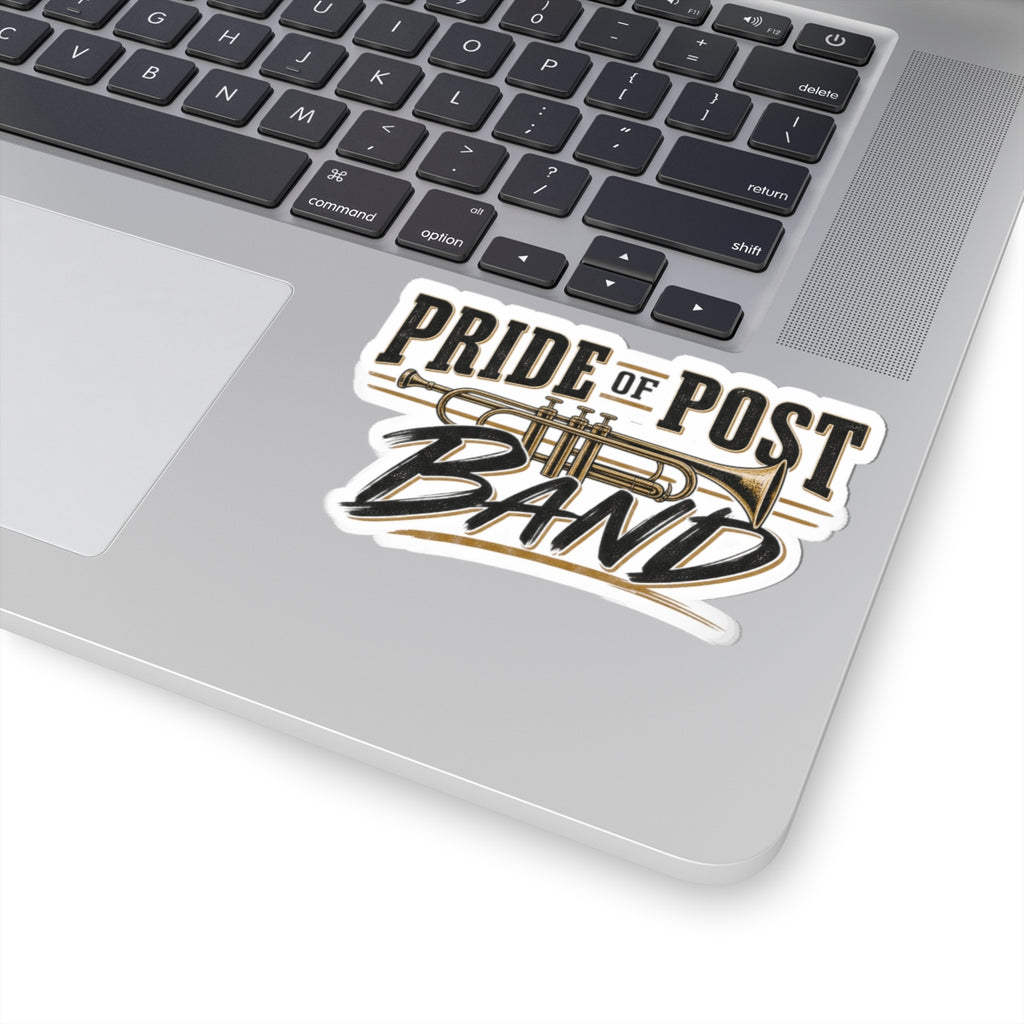 Pride of Post Band Sticker — Vintage Trumpet Kiss-Cut Sticker for Musicians & Band Fans