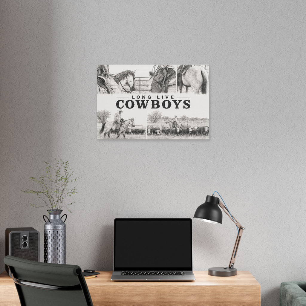 Long Live Cowboys Canvas Wall Art — Western Cowboy Rustic Home Decor
