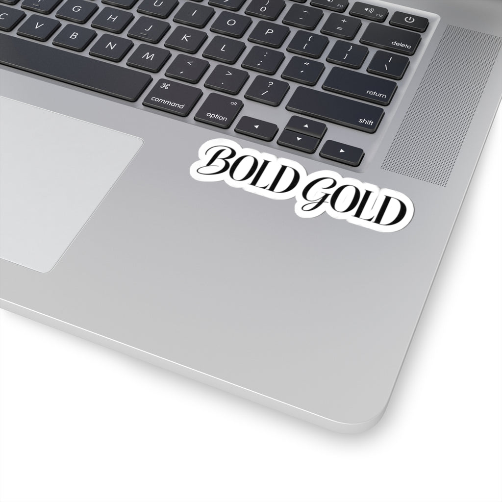 Bold Gold Script Kiss-Cut Sticker — Elegant Laptop Decal