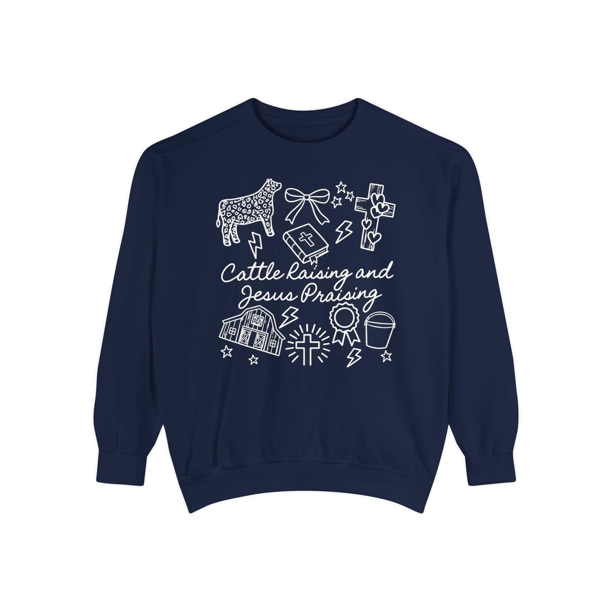 Cattle Raising & Jesus Praising Sweatshirt — Stockshow Mom Christian Crewneck