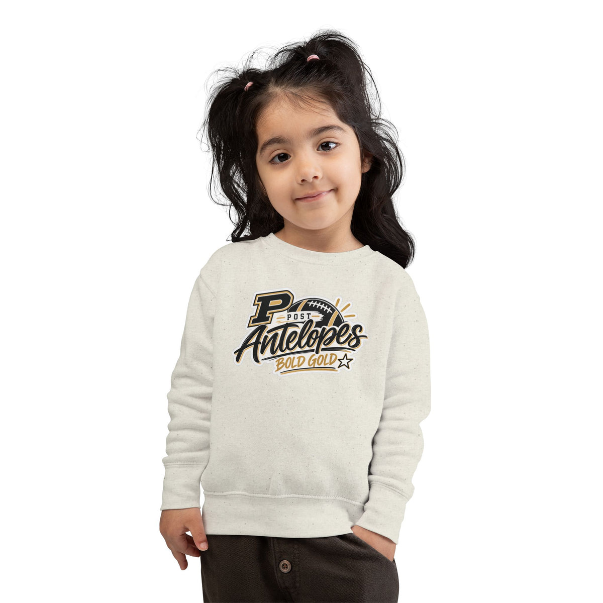 Toddler Sweatshirt — Post Antelopes Bold Gold Football Logo Kids Crewneck