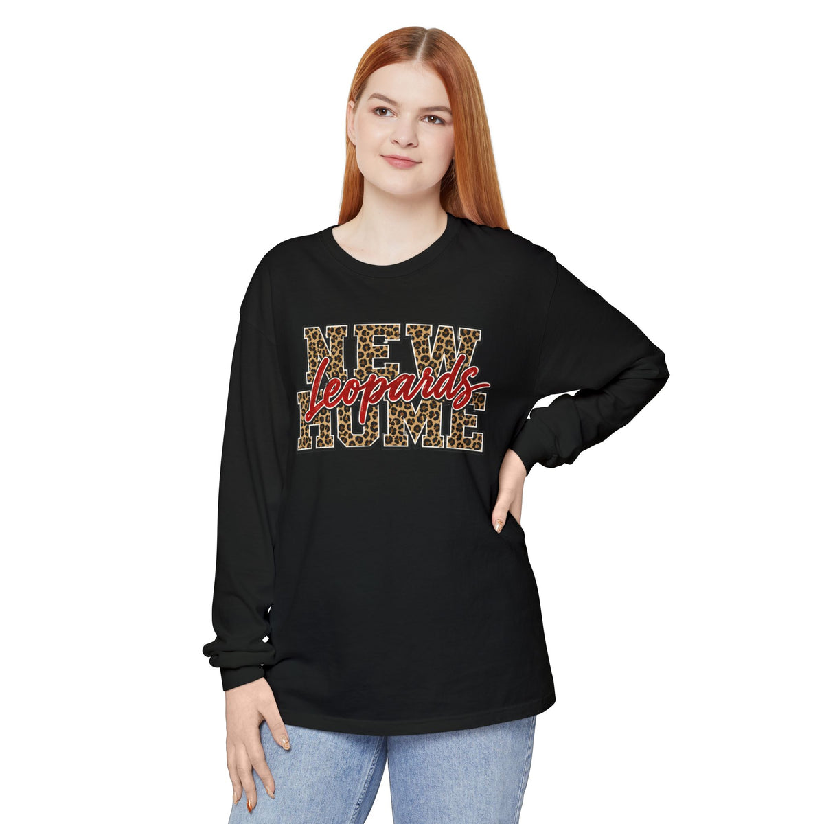 Long Sleeve T-Shirt — 'NEW LeOARDS' Leopard Print School Spirit Tee