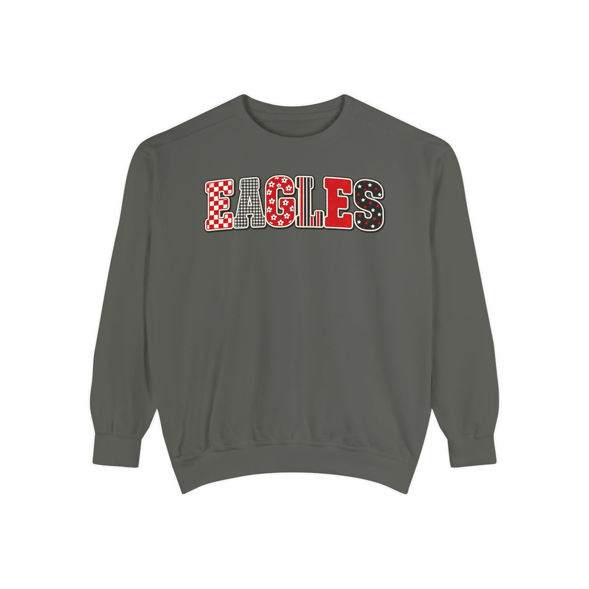 Eagles Graphic Sweatshirt - Red & Black Patterned Team Crewneck